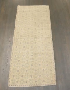 Zabihi Collection Beige Green Accent Mid-20th Century Turkish  Runner