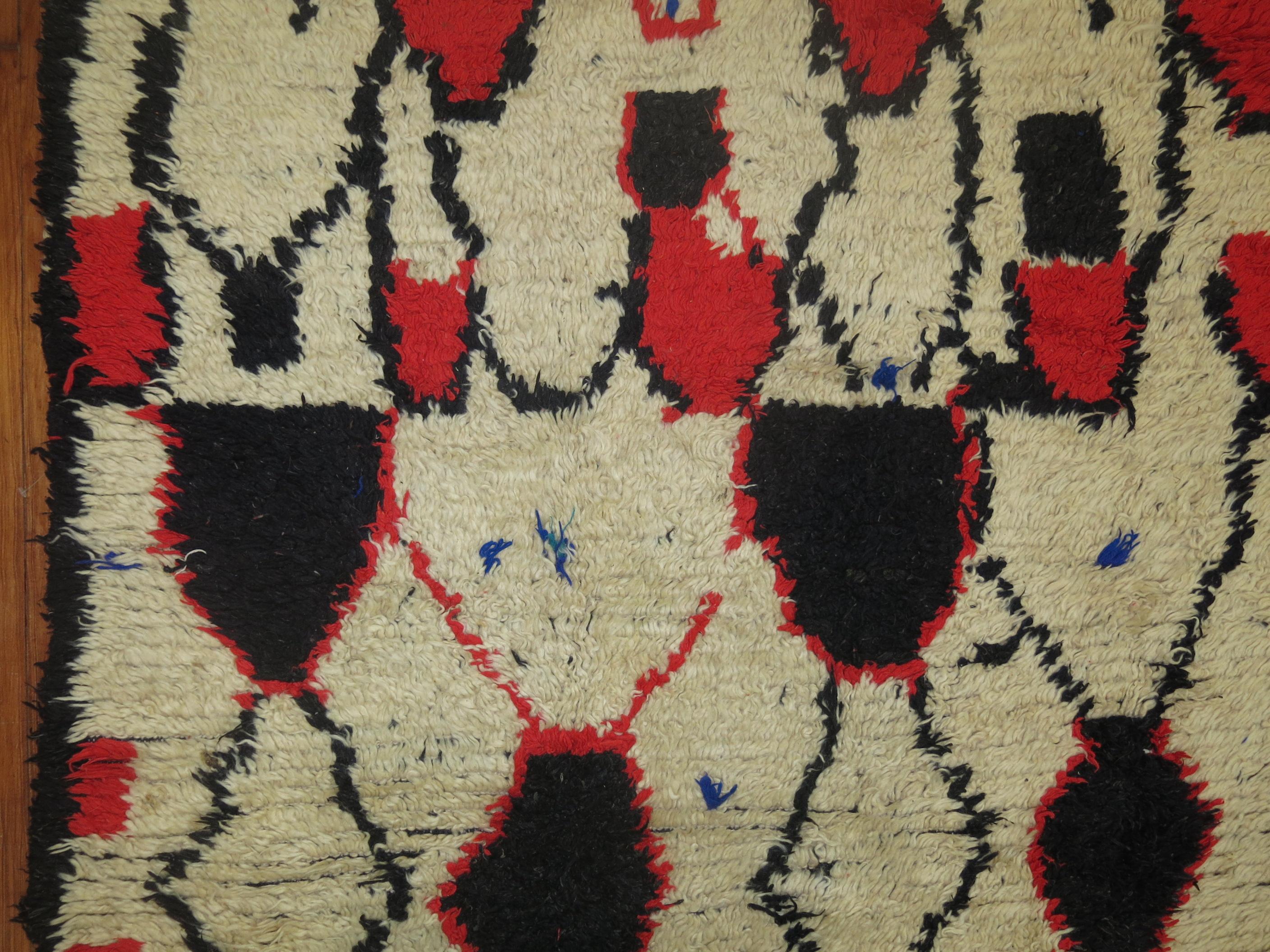 Wool Zabihi Collection Beni Ourain Moroccan Wide Runner For Sale