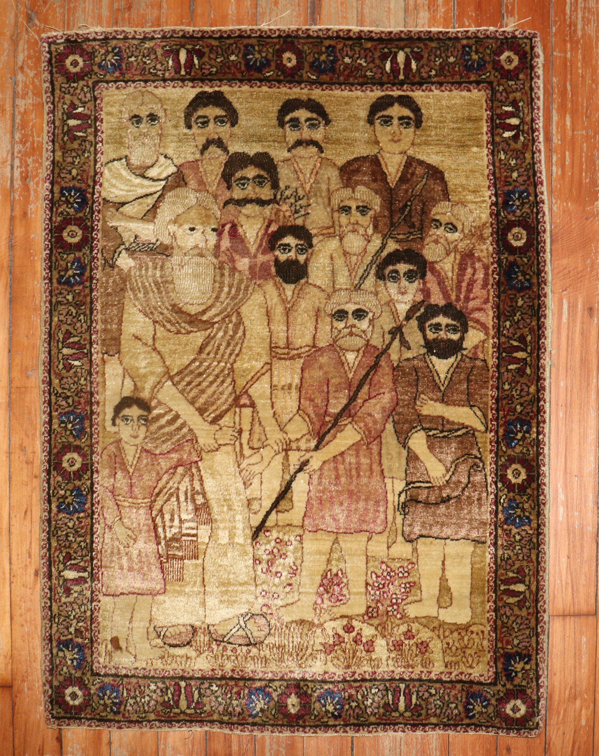 Fin du XIXe siècle Tapis biblique de Kerman. Jacob et ses douze fils.

Détails
rug no.	j3154
taille	1' 11