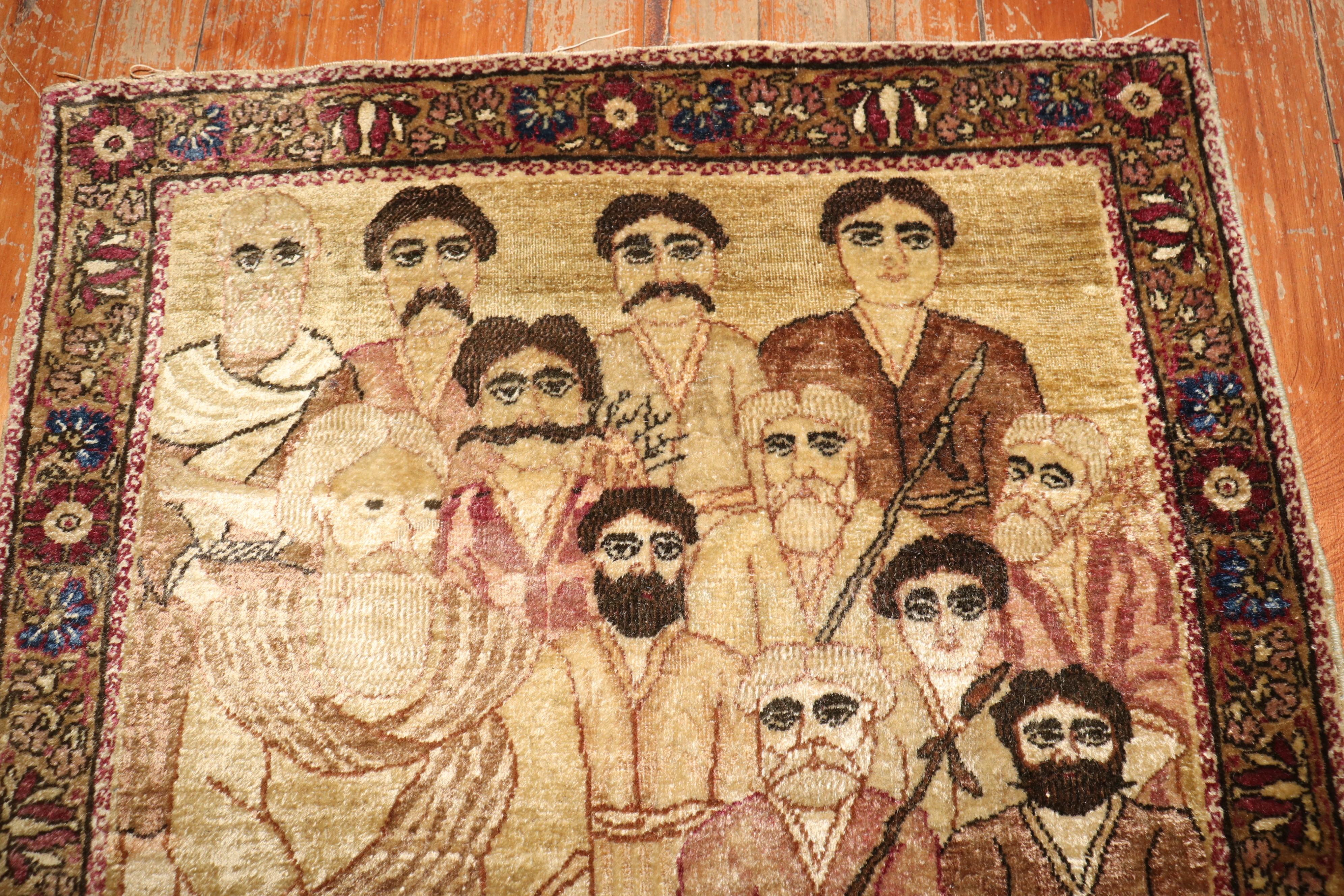 Expressionniste Collection Zabihi Tapis Biblique Antique Lavar Kerman Fin du 19ème siècle en vente