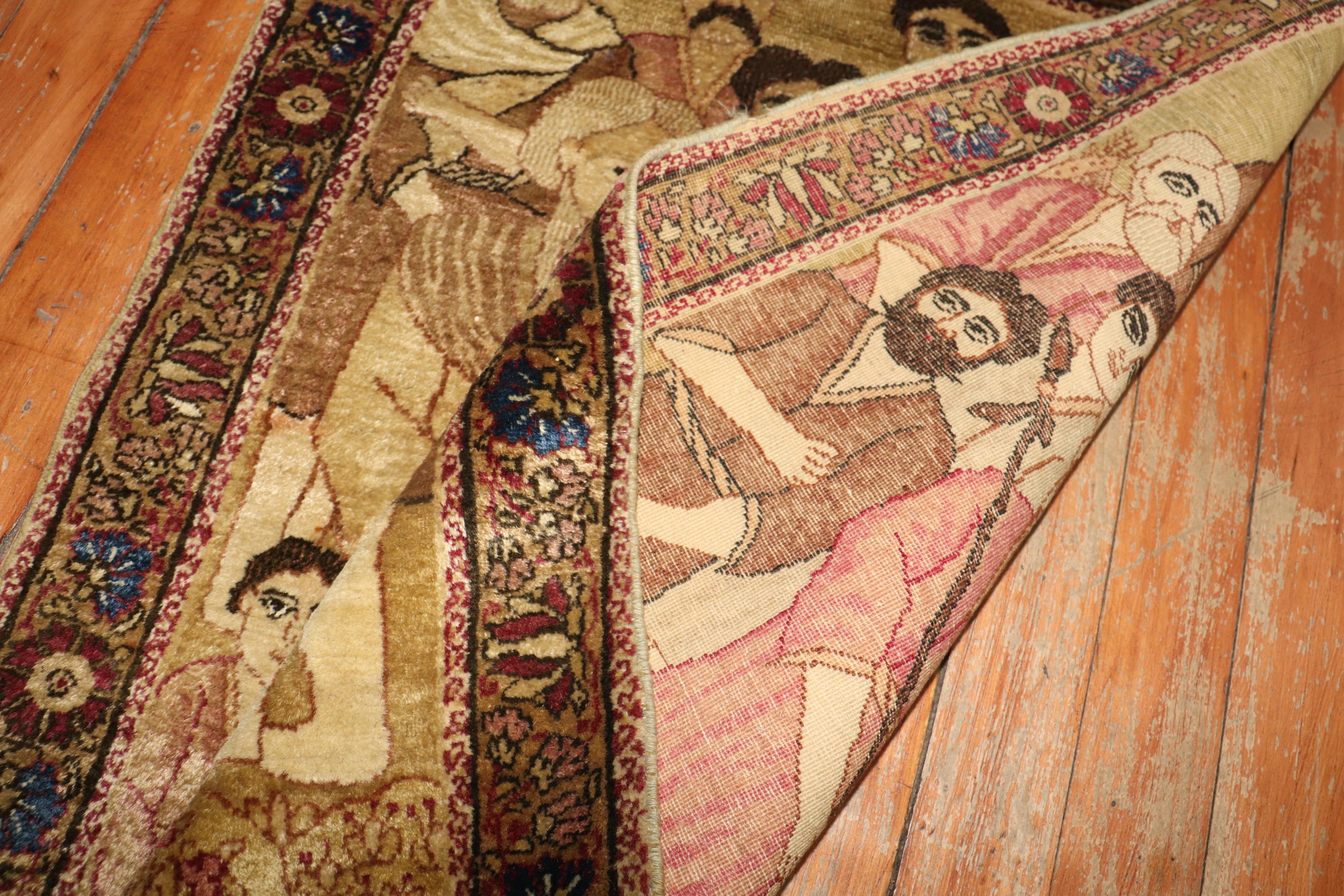 Perse Collection Zabihi Tapis Biblique Antique Lavar Kerman Fin du 19ème siècle en vente