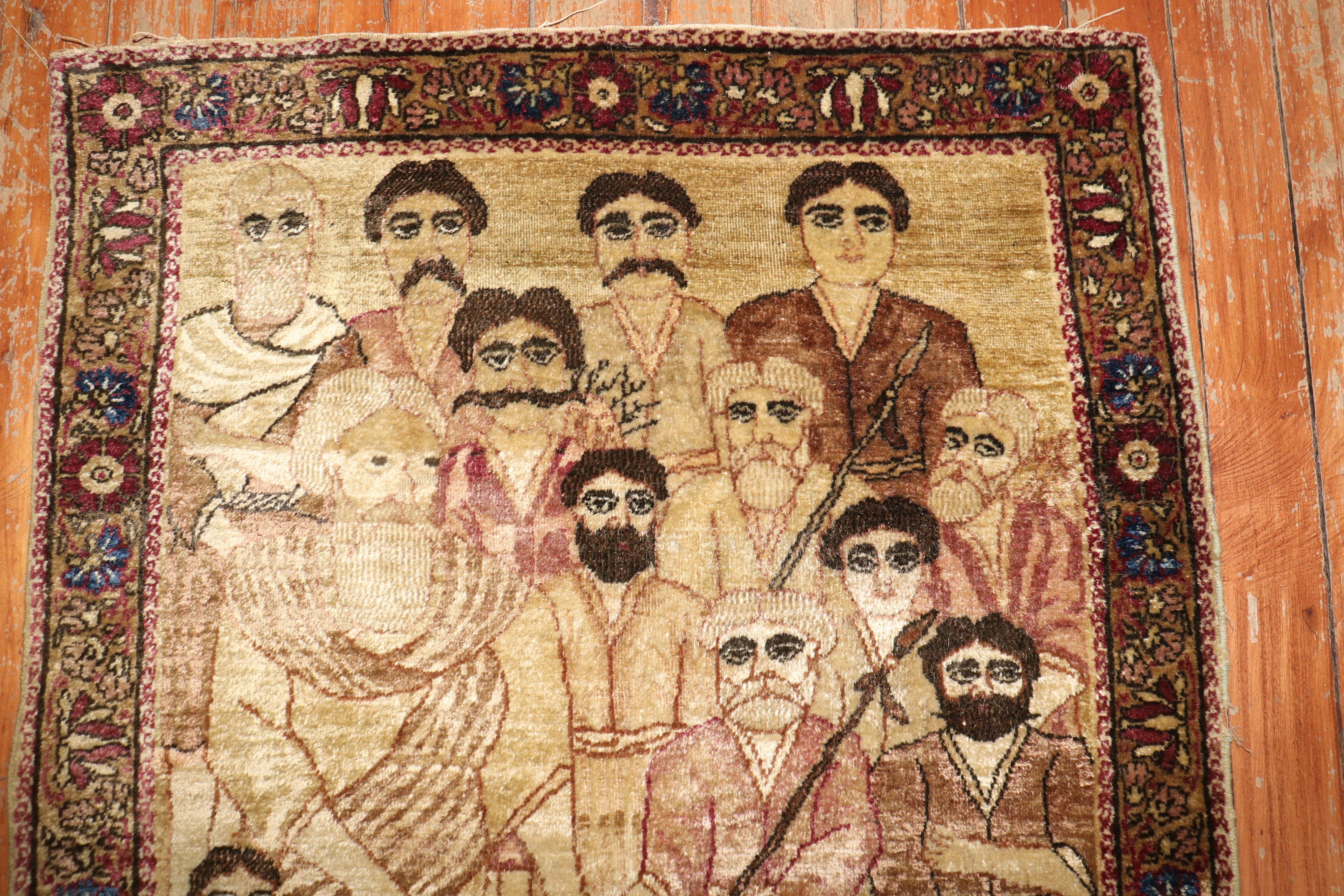 Tissé à la main Collection Zabihi Tapis Biblique Antique Lavar Kerman Fin du 19ème siècle en vente