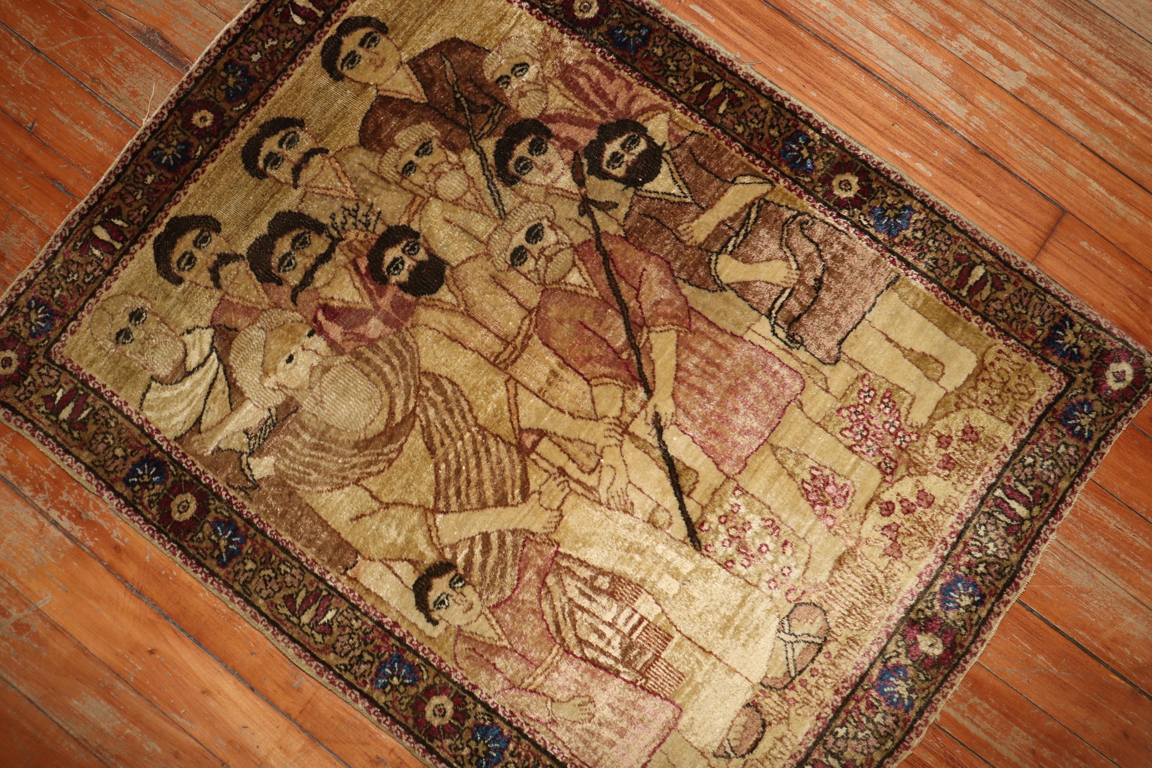 XIXe siècle Collection Zabihi Tapis Biblique Antique Lavar Kerman Fin du 19ème siècle en vente