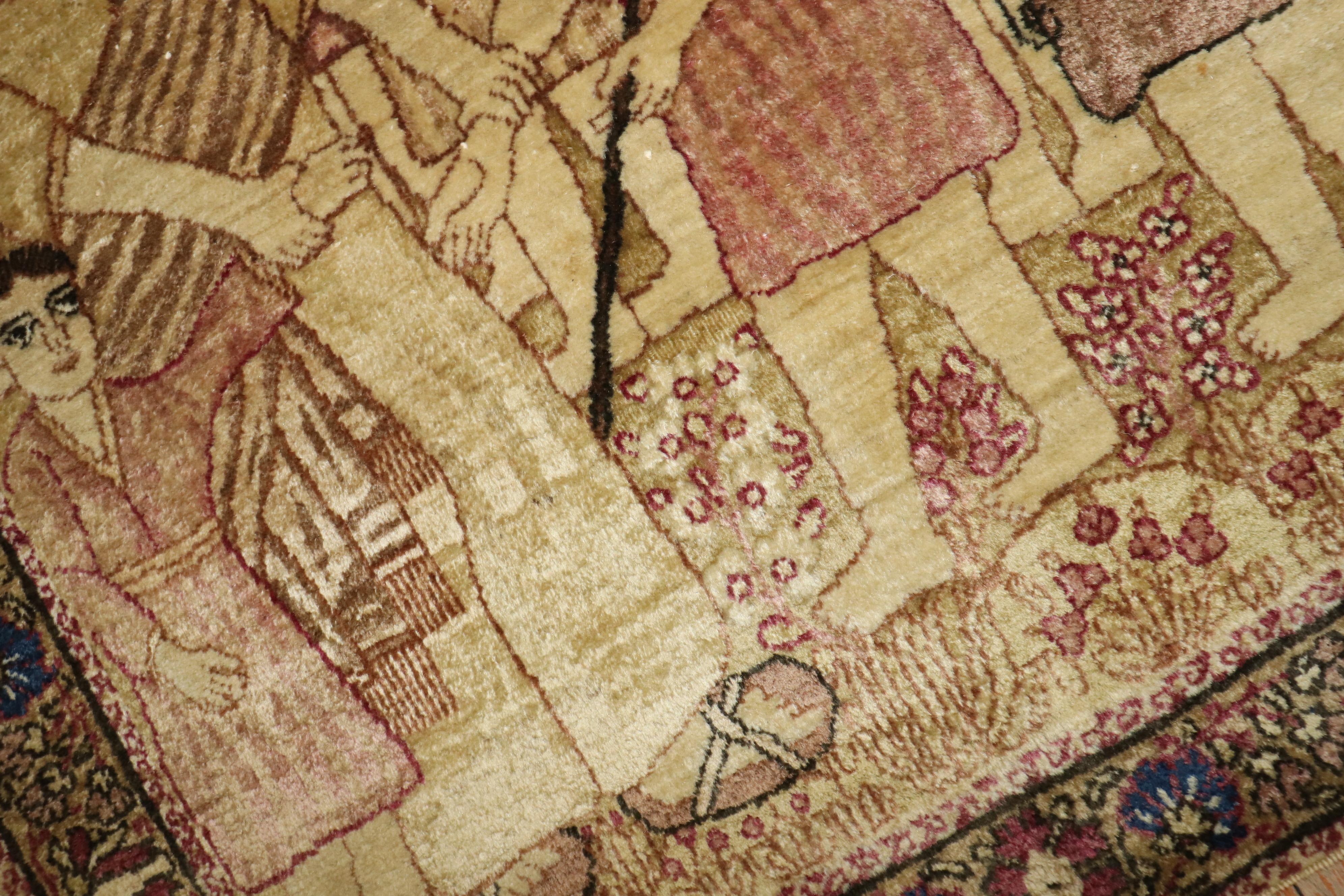 Laine Collection Zabihi Tapis Biblique Antique Lavar Kerman Fin du 19ème siècle en vente