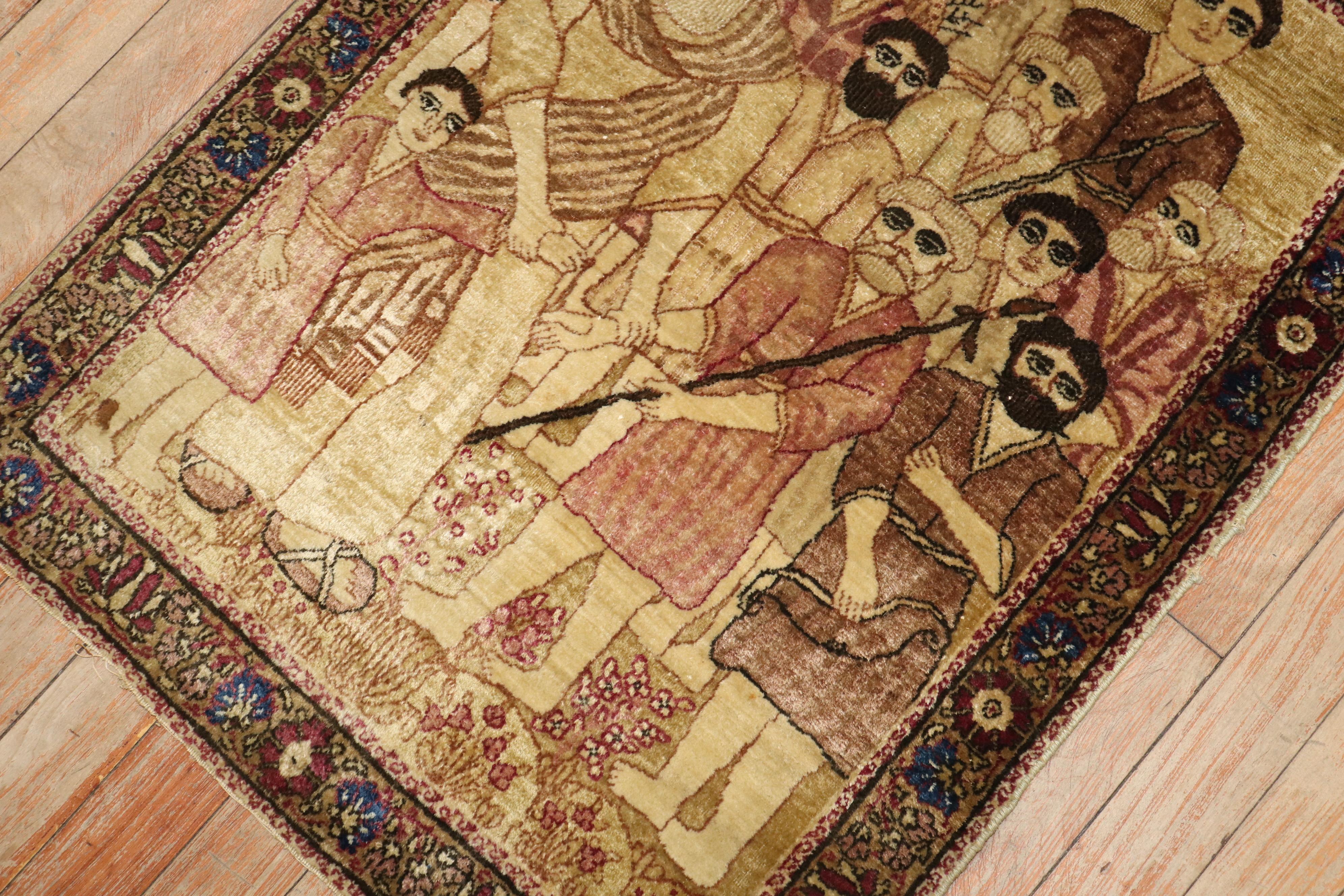 Collection Zabihi Tapis Biblique Antique Lavar Kerman Fin du 19ème siècle en vente 1