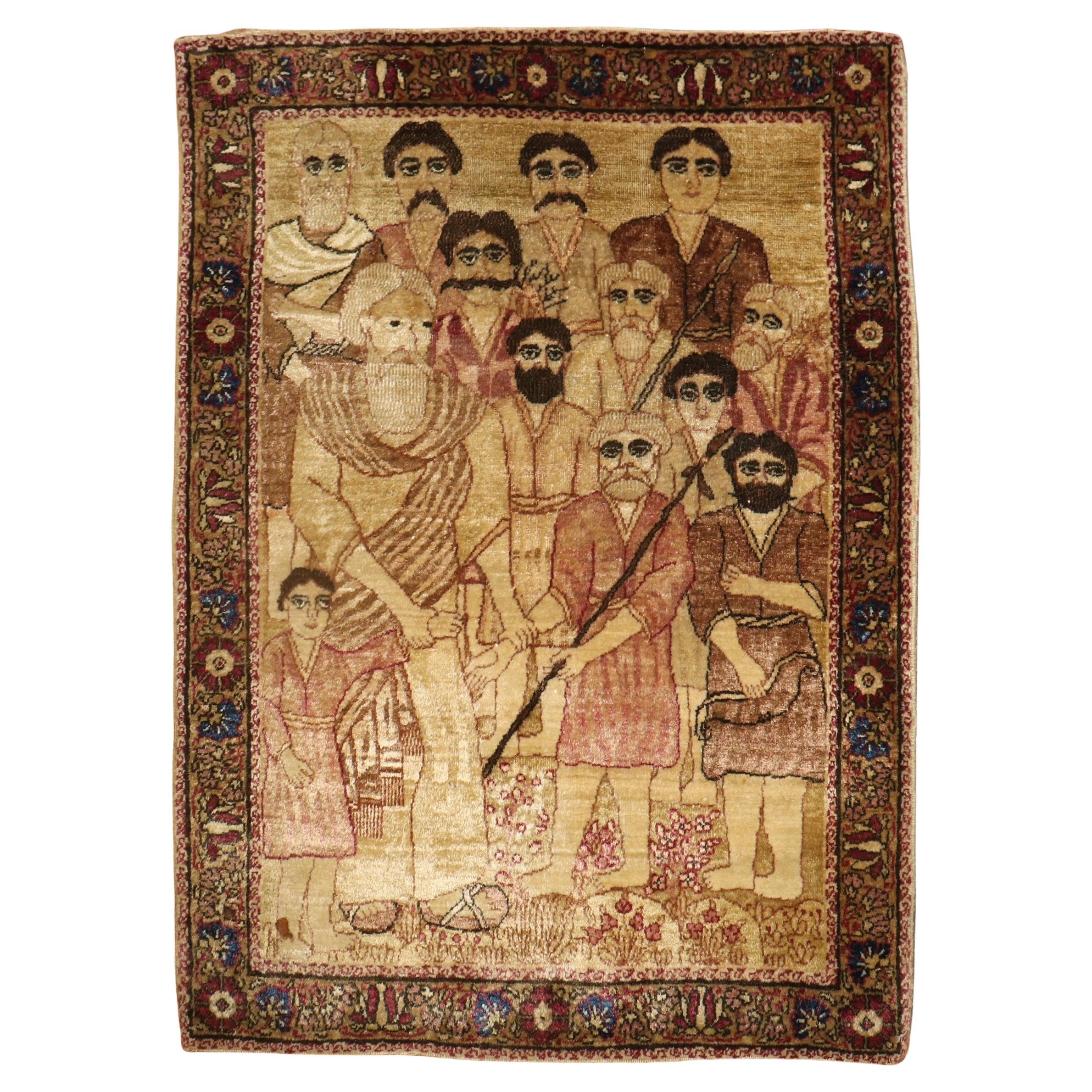 Zabihi Collection Biblical Antique Lavar Kerman Late 19th Century Rug