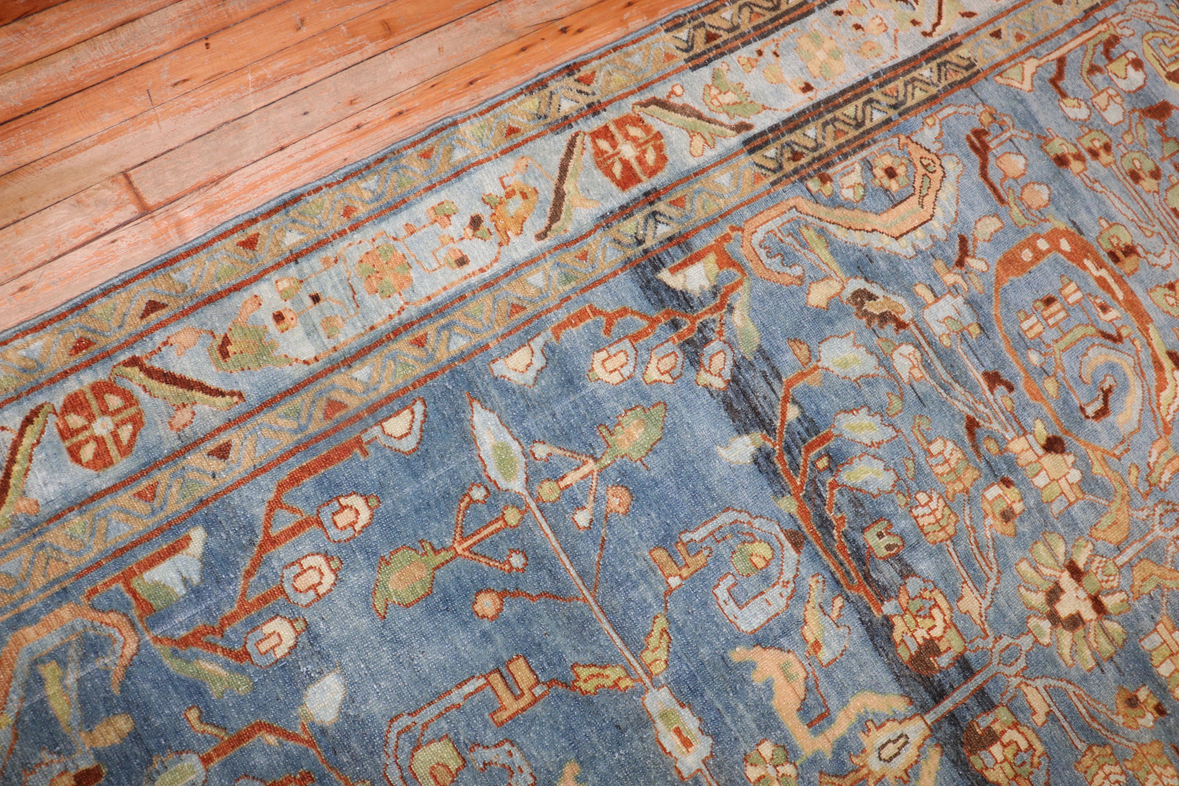 Zabihi Collection Blue Antique Persian Malayer Rug In Good Condition For Sale In New York, NY