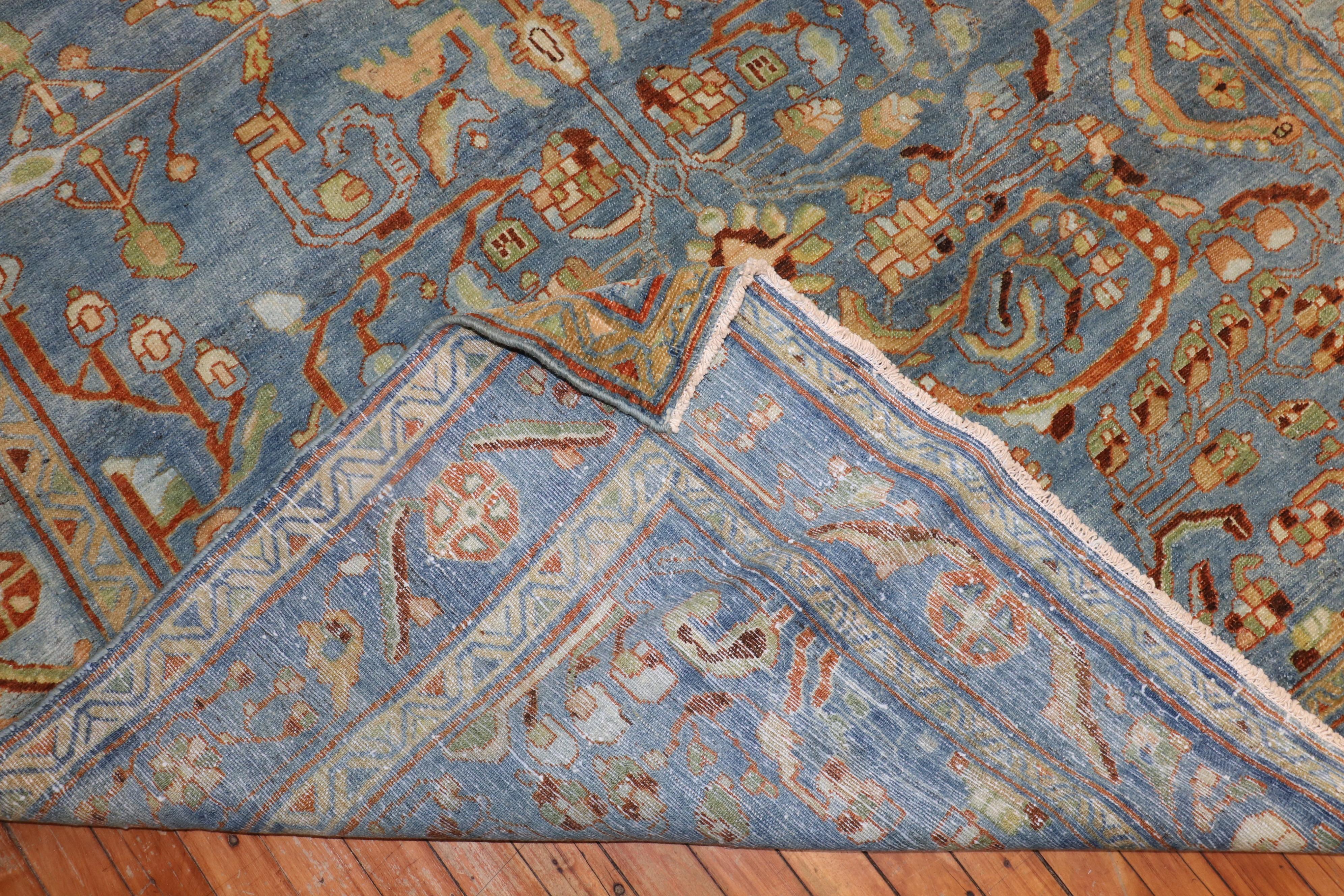 Zabihi Collection Blue Antique Persian Malayer Rug For Sale 1