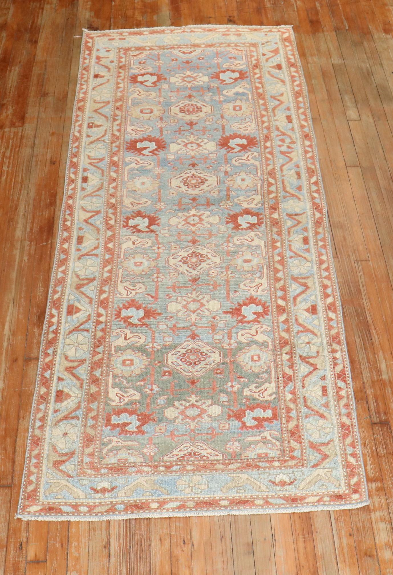 Zabihi Collection Blue Antique Persian Malayer Runner In Good Condition For Sale In New York, NY