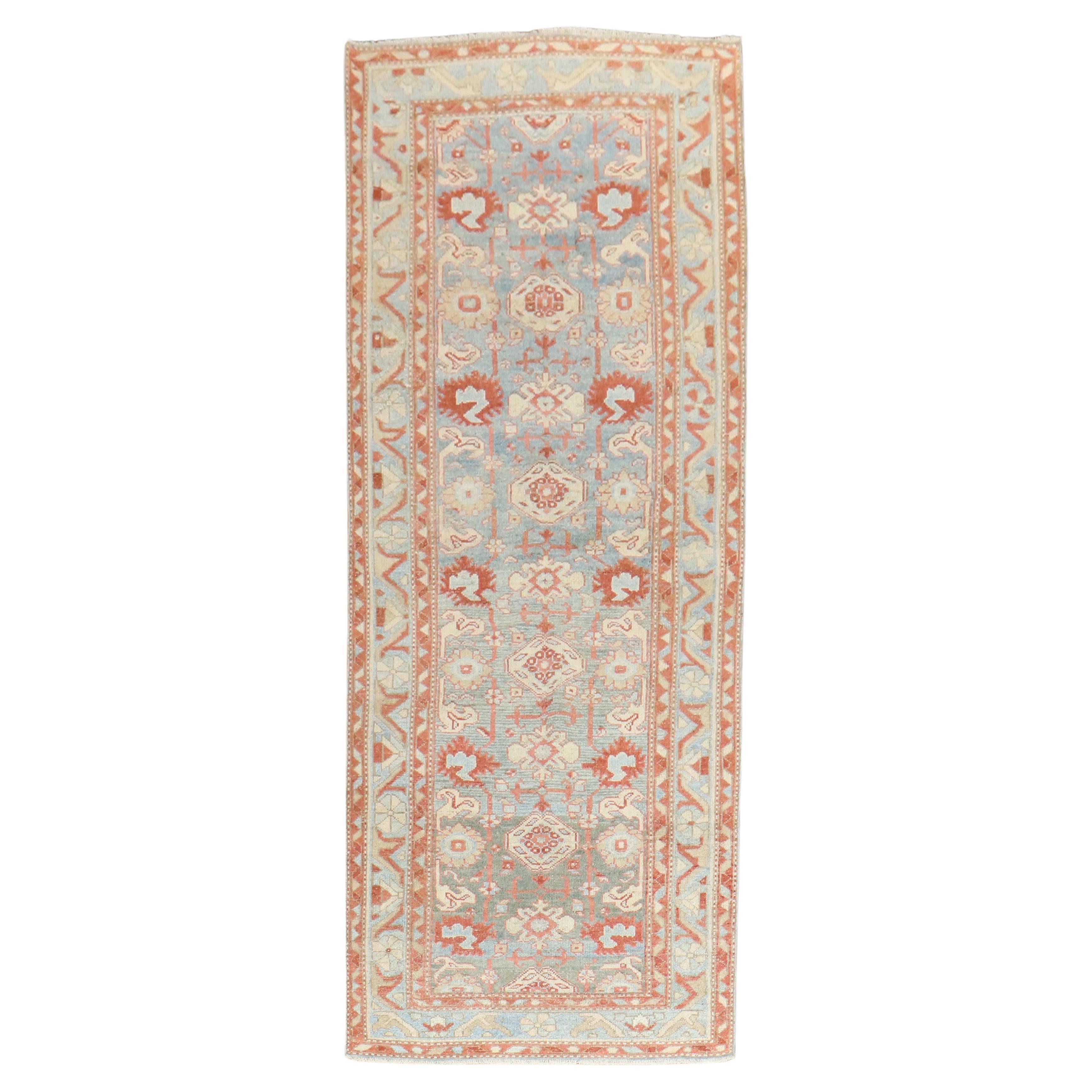 Zabihi Collection Blue Antique Persian Malayer Runner For Sale
