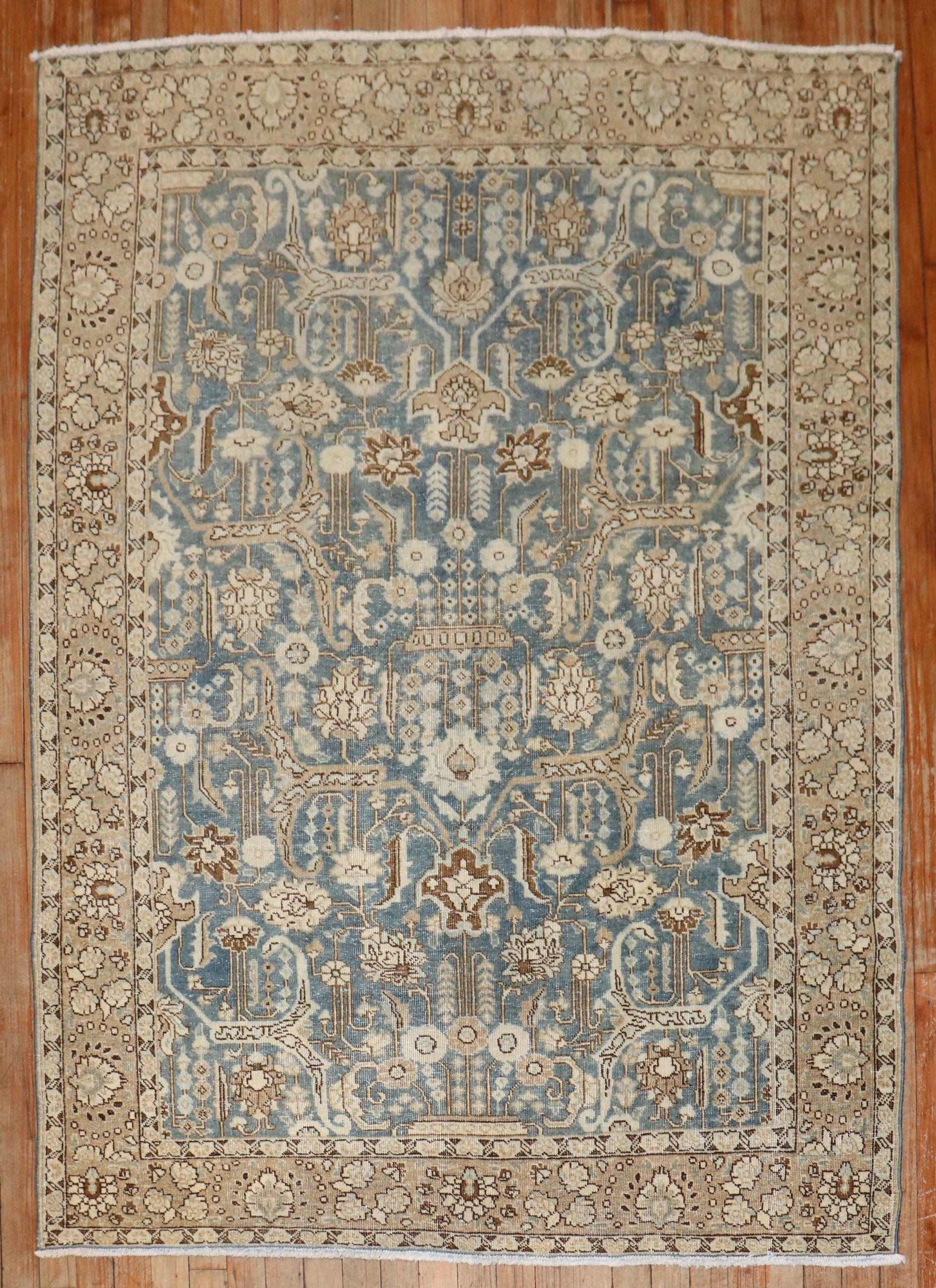 Zabihi Collection Blue Antique Persian Tabriz Rug (Persisch) im Angebot