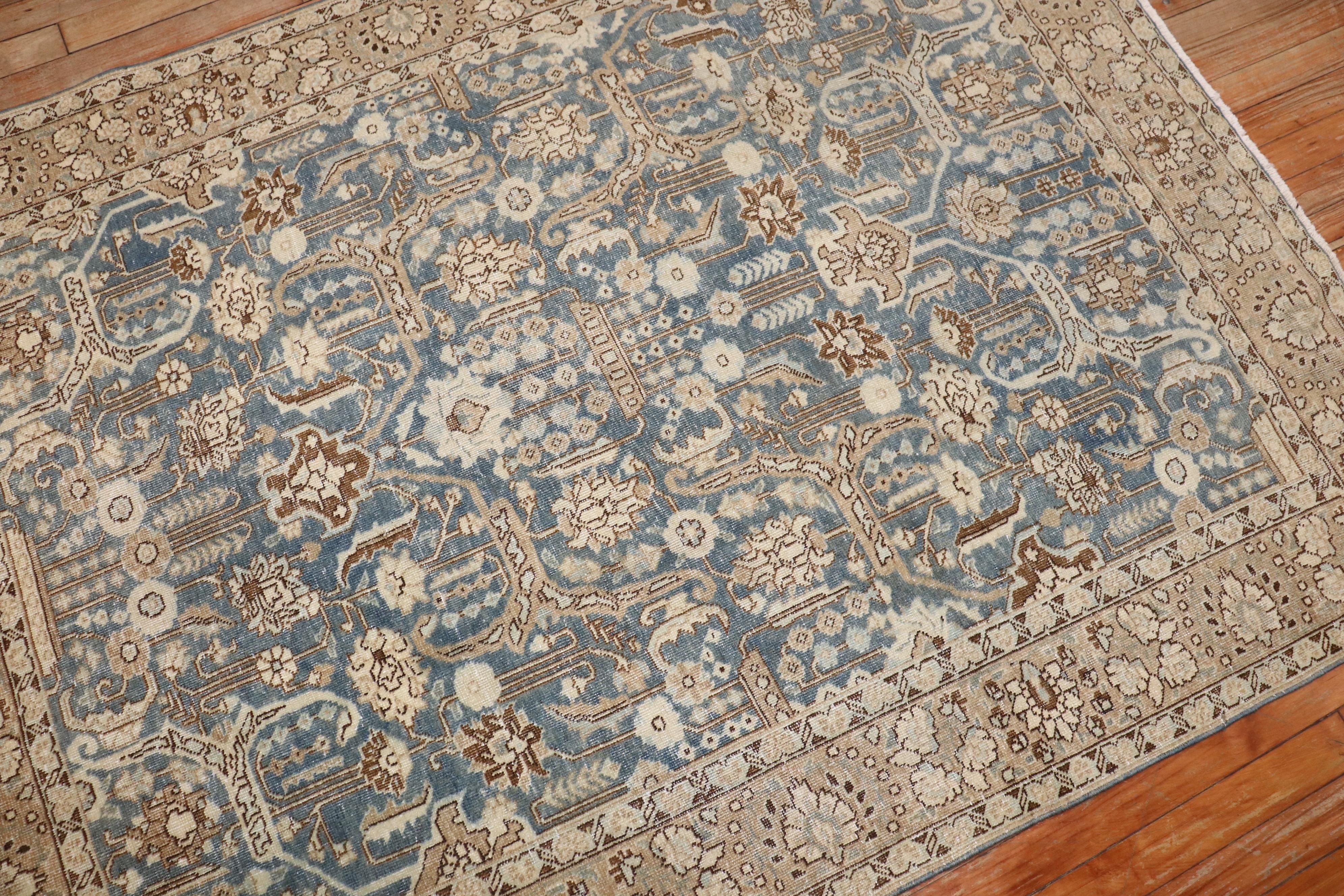 Zabihi Collection Blue Antique Persian Tabriz Rug (Handgewebt) im Angebot