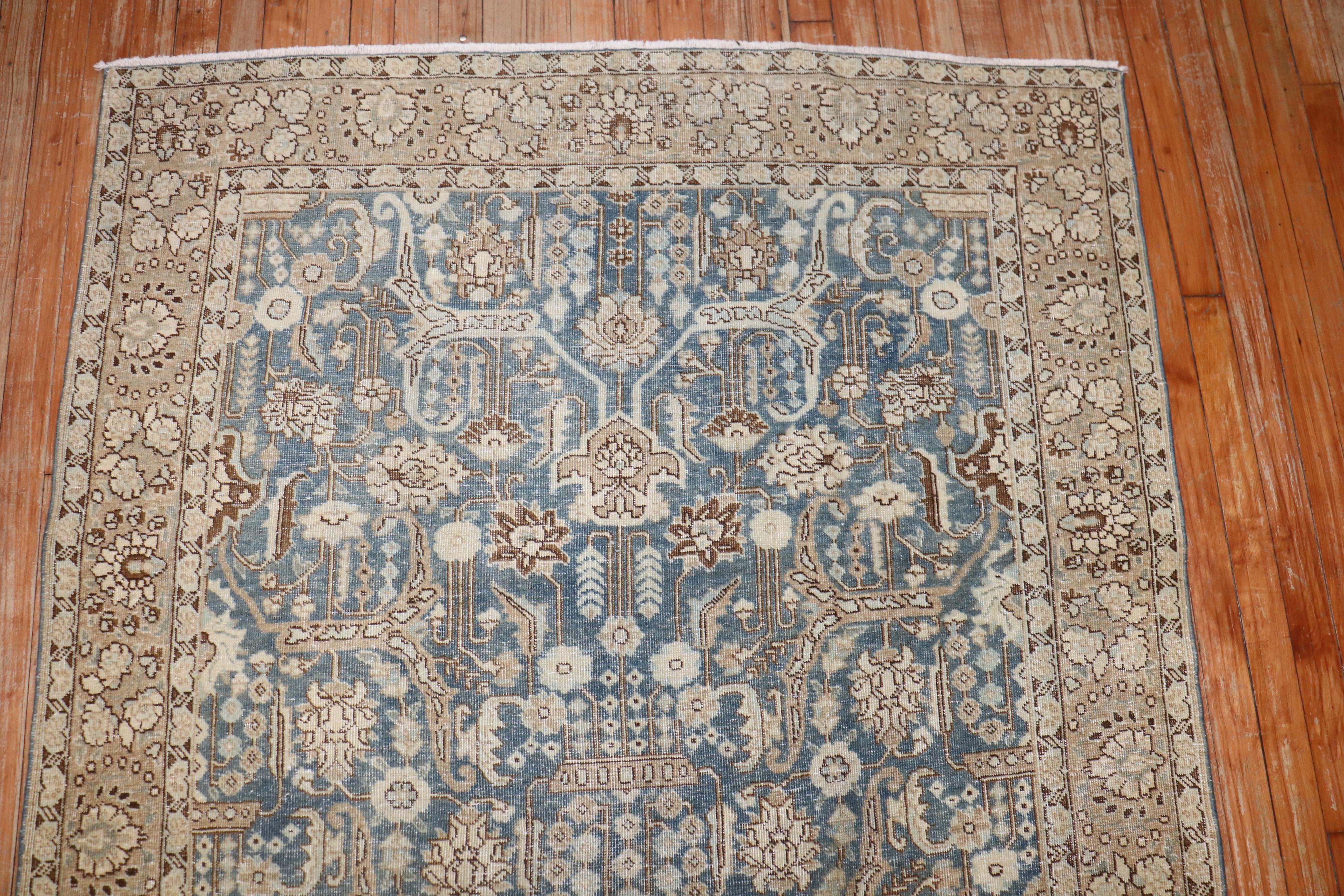 Zabihi Collection Blue Antique Persian Tabriz Rug (20. Jahrhundert) im Angebot