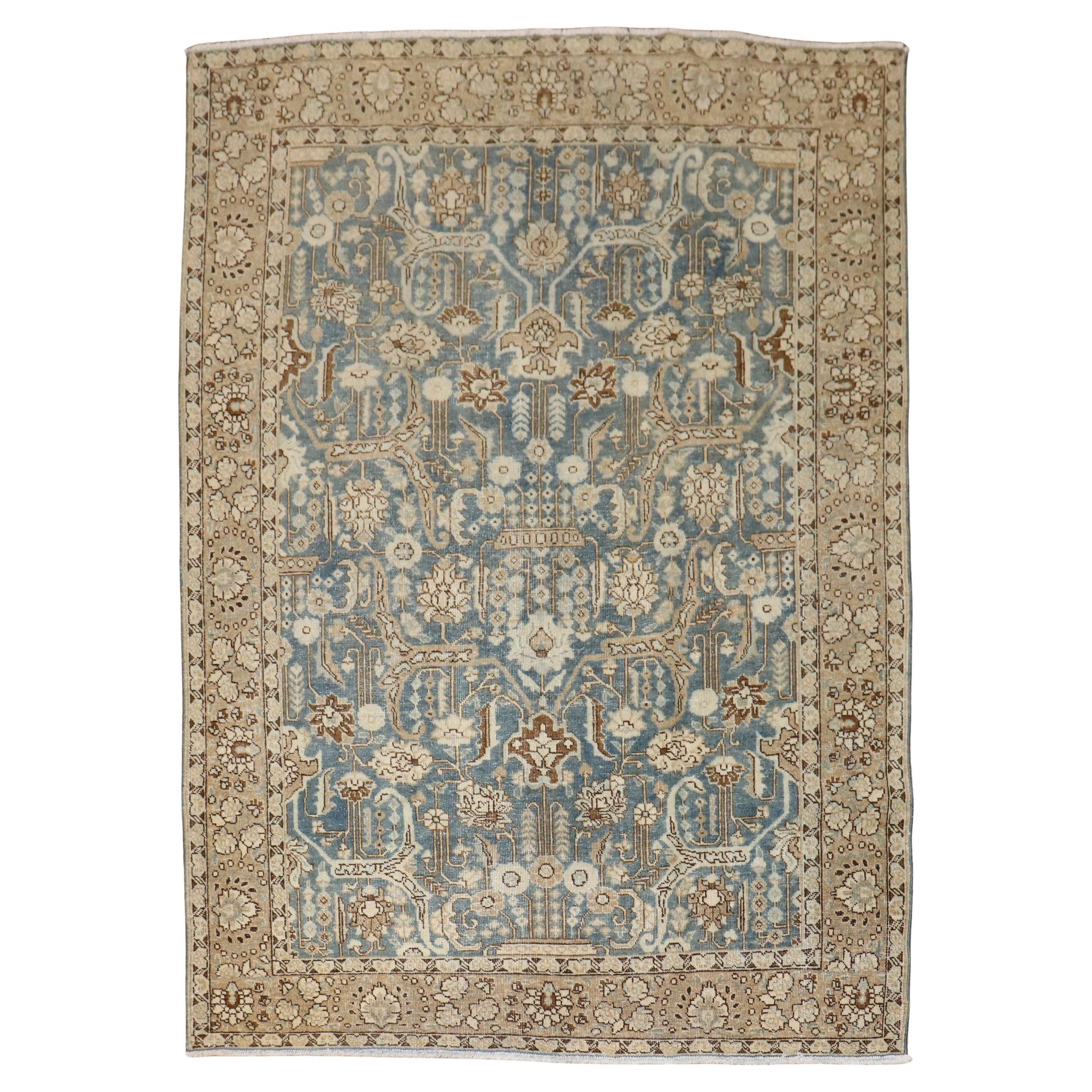 Zabihi Collection Blue Antique Persian Tabriz Rug