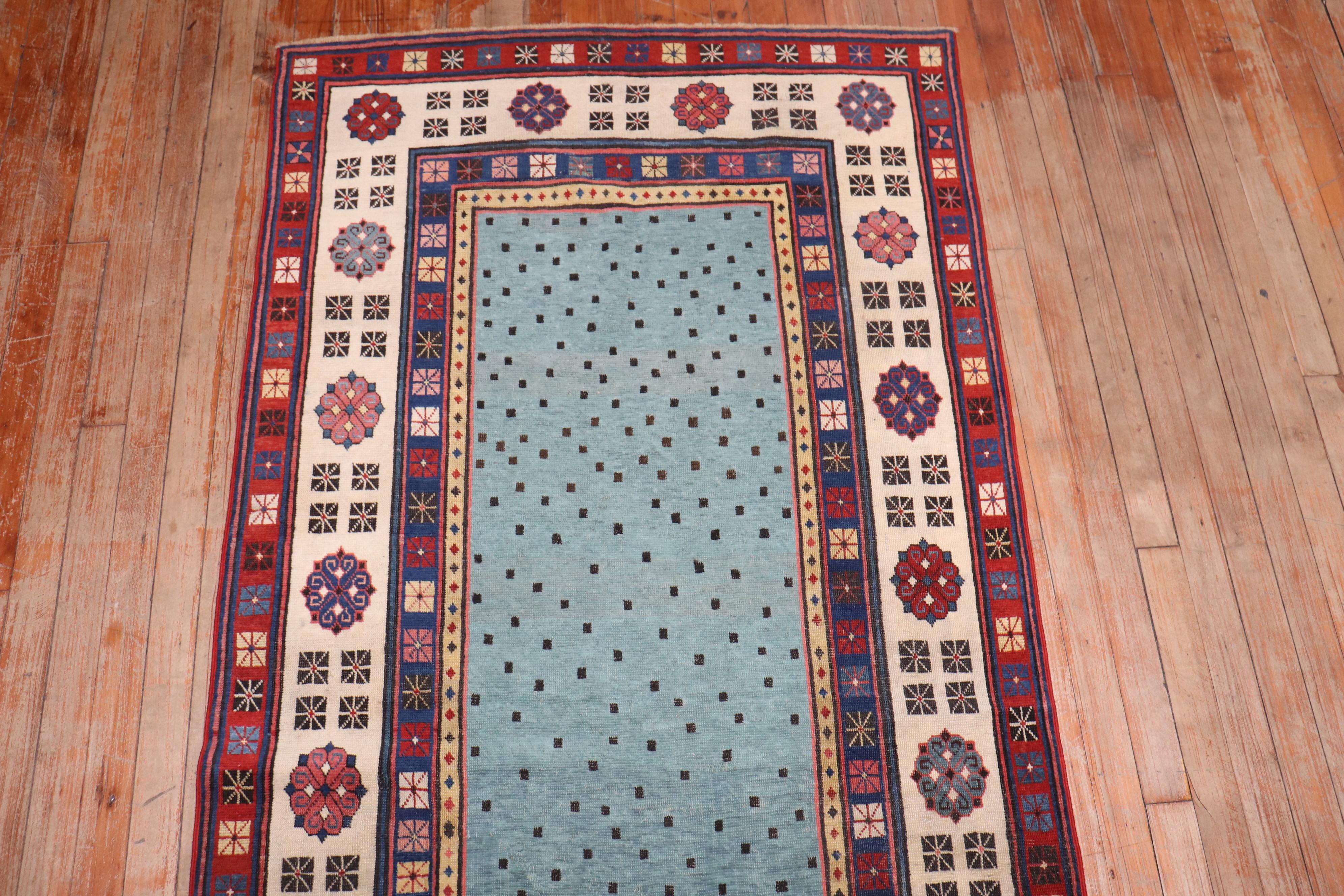 Zabihi Collection Blue Antique Talish Runner For Sale 2