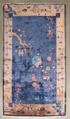 Zabihi Collection Blue Chinese Art Deco Carpet, 4' x 6'7''