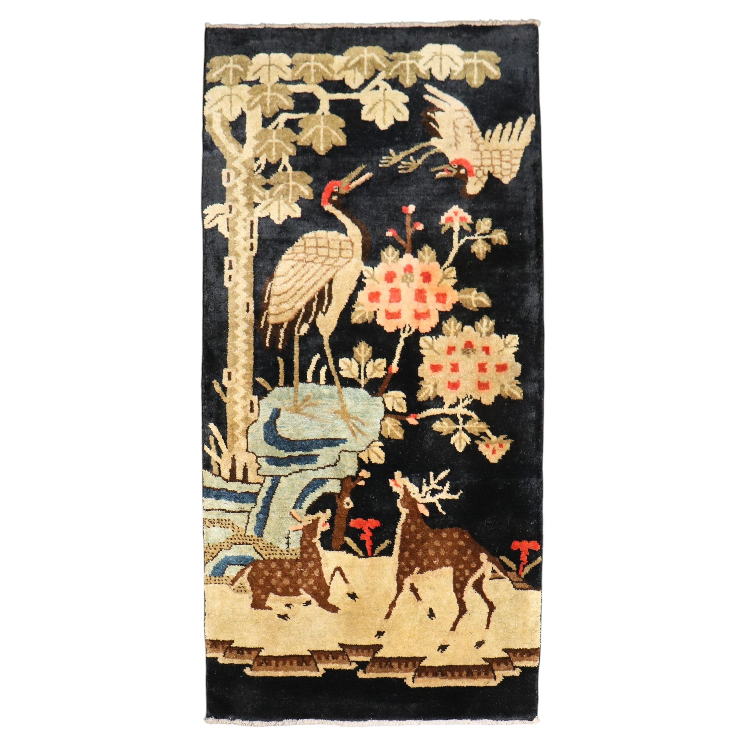 Colección Zabihi Alfombra Pictórica Animal Batou Chino Azul