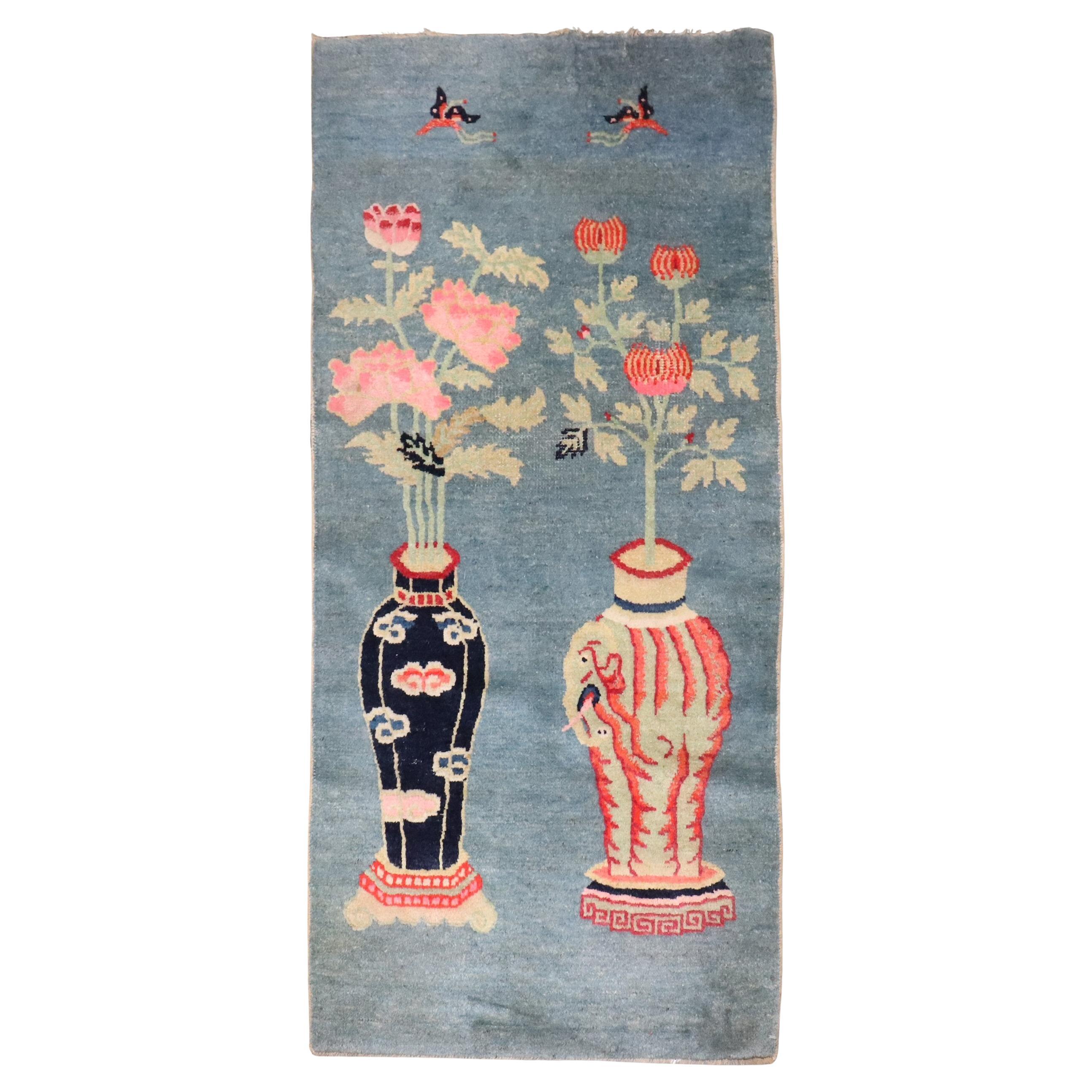 Colección Zabihi Alfombra Florero Batou Azul China en venta