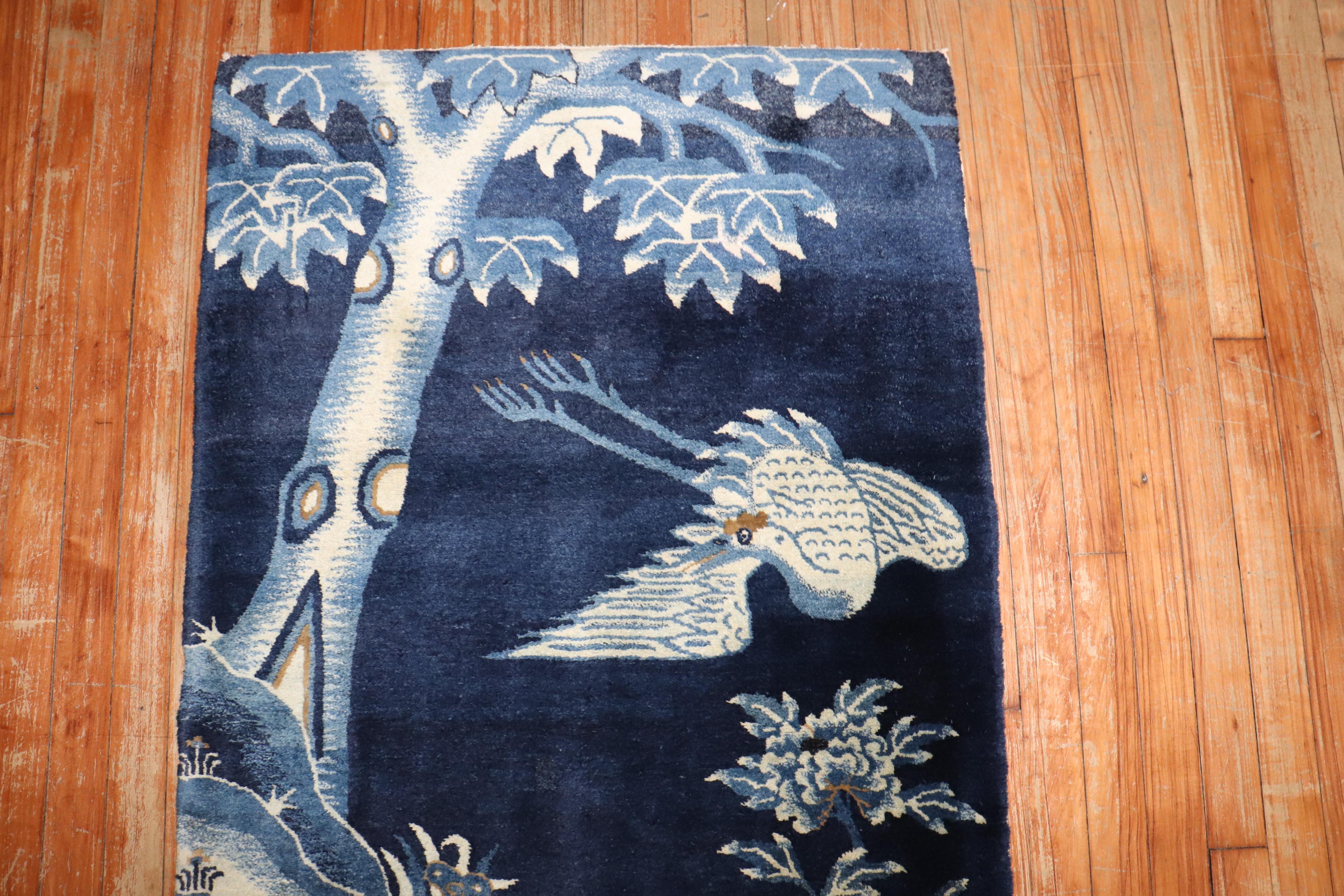 Exportation chinoise Tapis graphique chinois bleu de la collection Zabihi en vente
