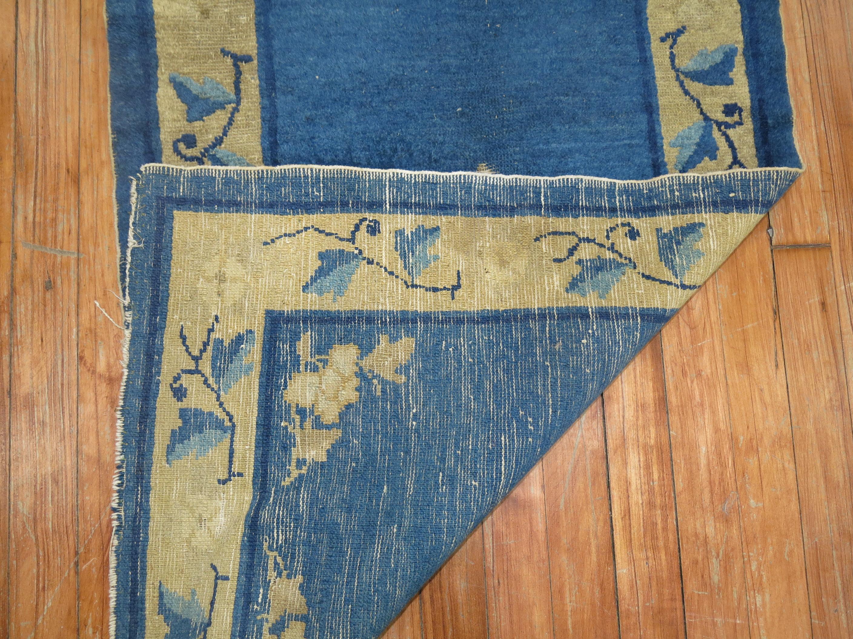 Wool  Zabihi Collection Blue Chinese Small Rug For Sale