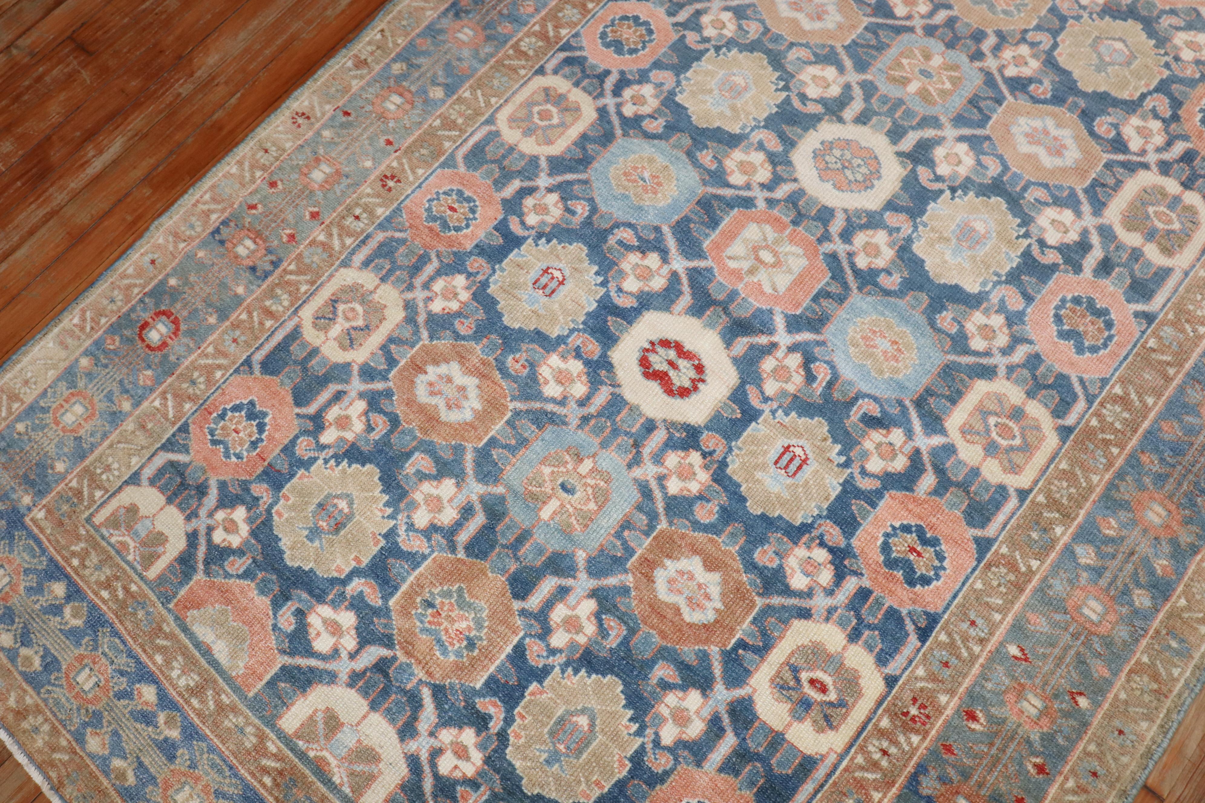 Hand-Knotted Zabihi Collection Blue Decorative Antique Persian Rug For Sale