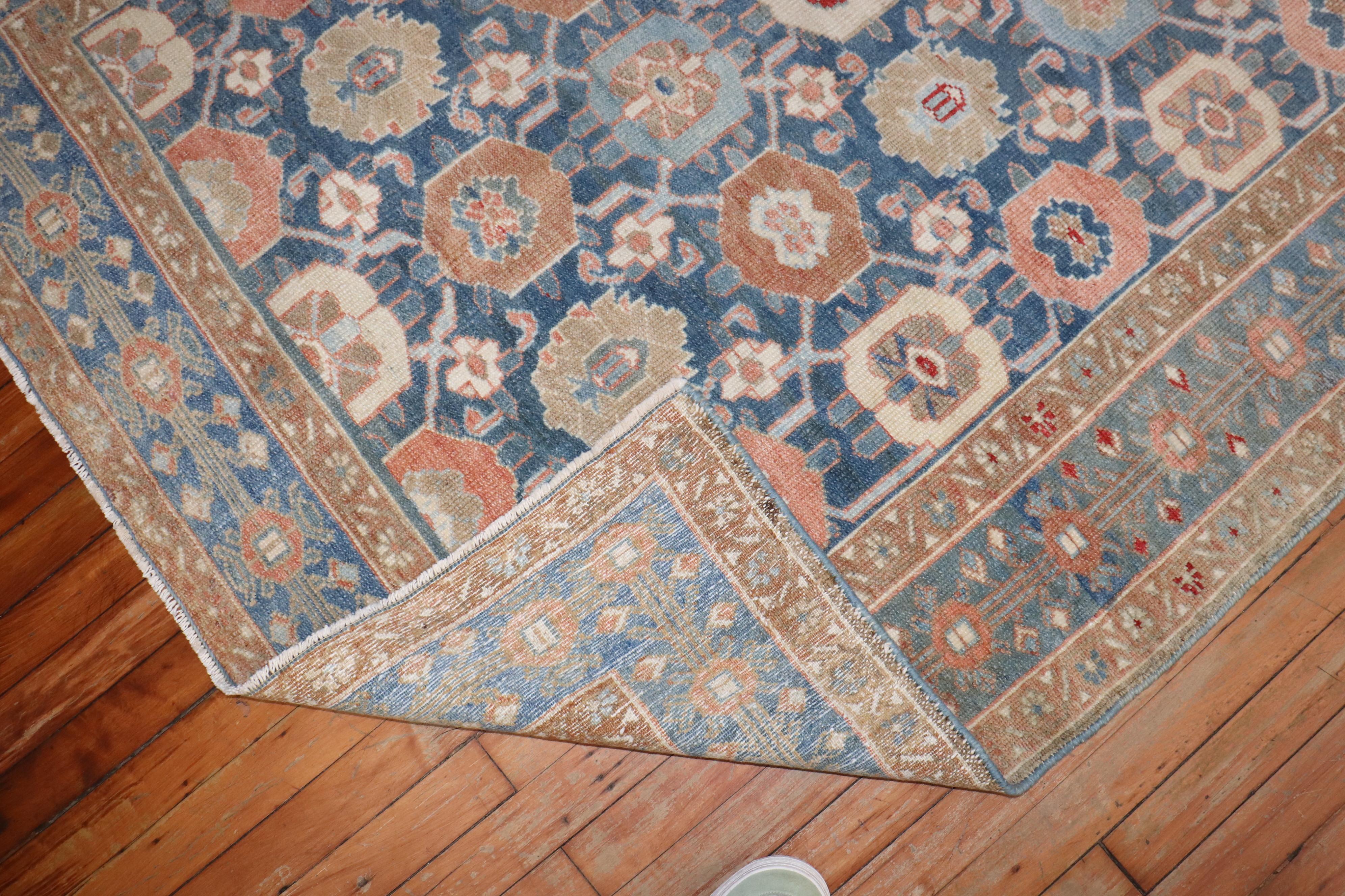 Zabihi Collection Blue Decorative Antique Persian Rug In Good Condition For Sale In New York, NY