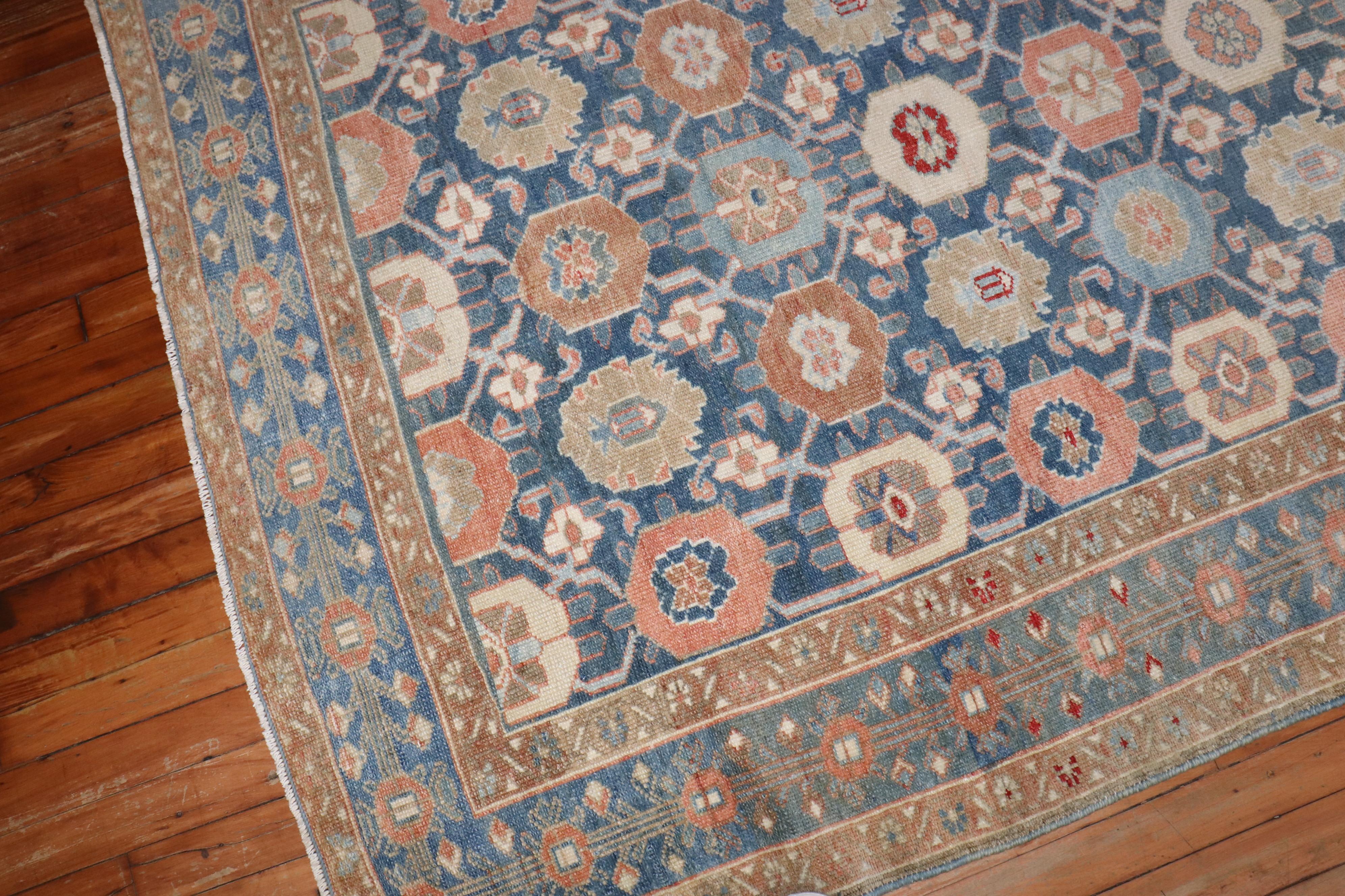 20th Century Zabihi Collection Blue Decorative Antique Persian Rug For Sale