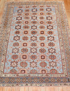 Zabihi Collection Blue Decorative Antique Persian Veramin Rug