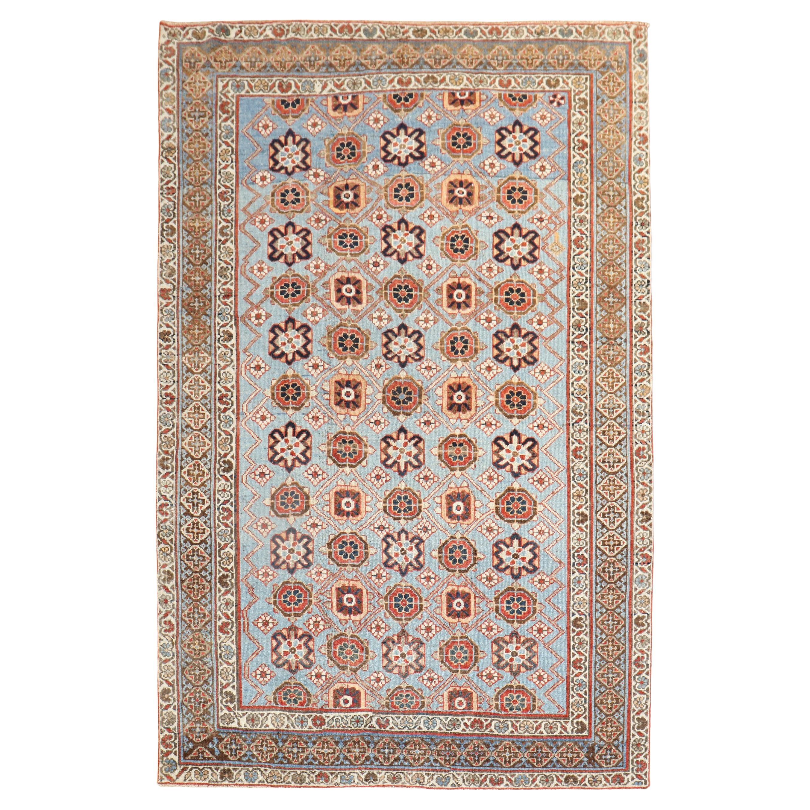 Zabihi Collection Blue Decorative Antique Persian Veramin Rug