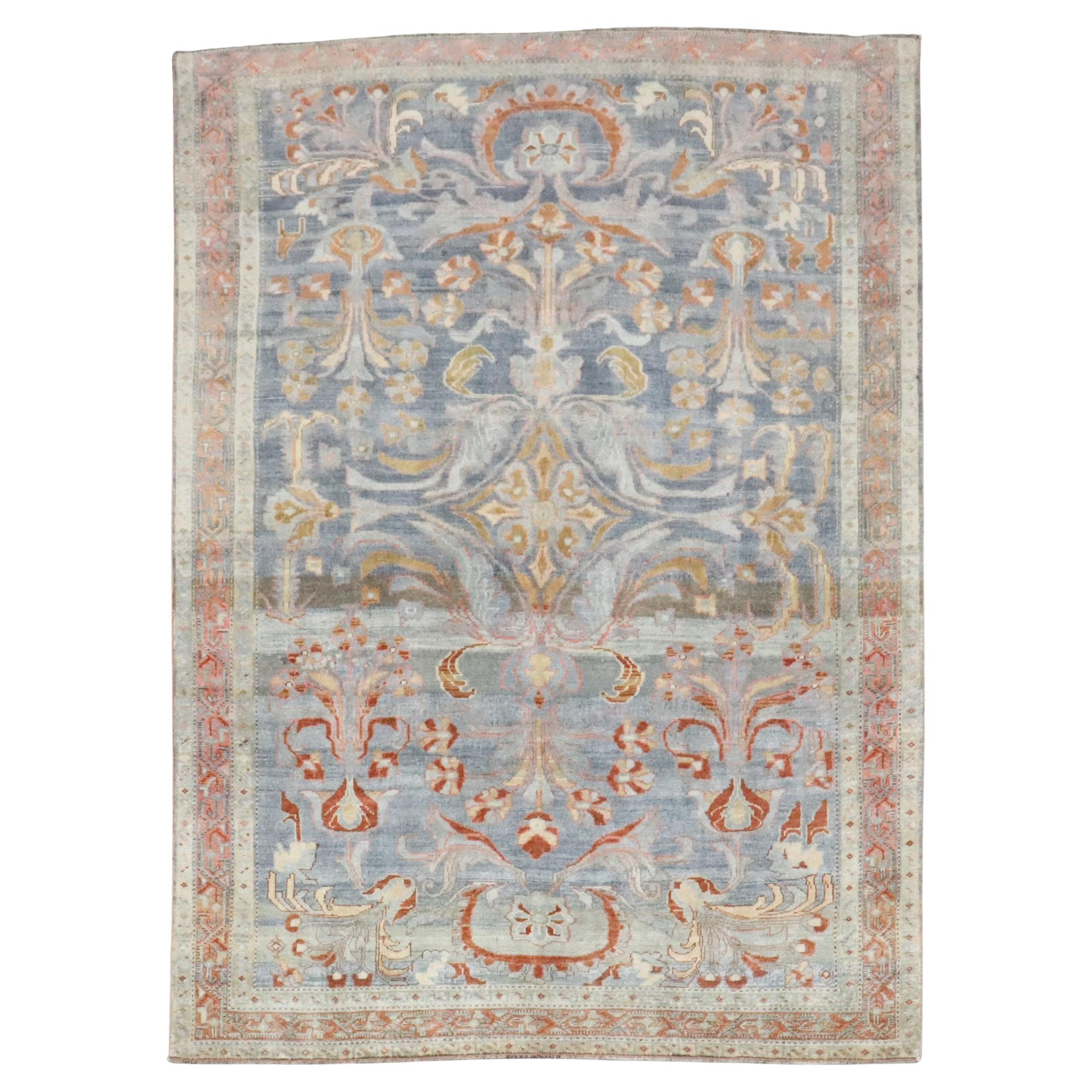 Zabihi Collection Blue Formal Antique Persian Malayer Rug