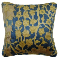 Zabihi Collection Blue Gold Indian Agra Rug Pillow