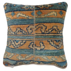 Zabihi Collection Blue Gold Indian Rug Pillow