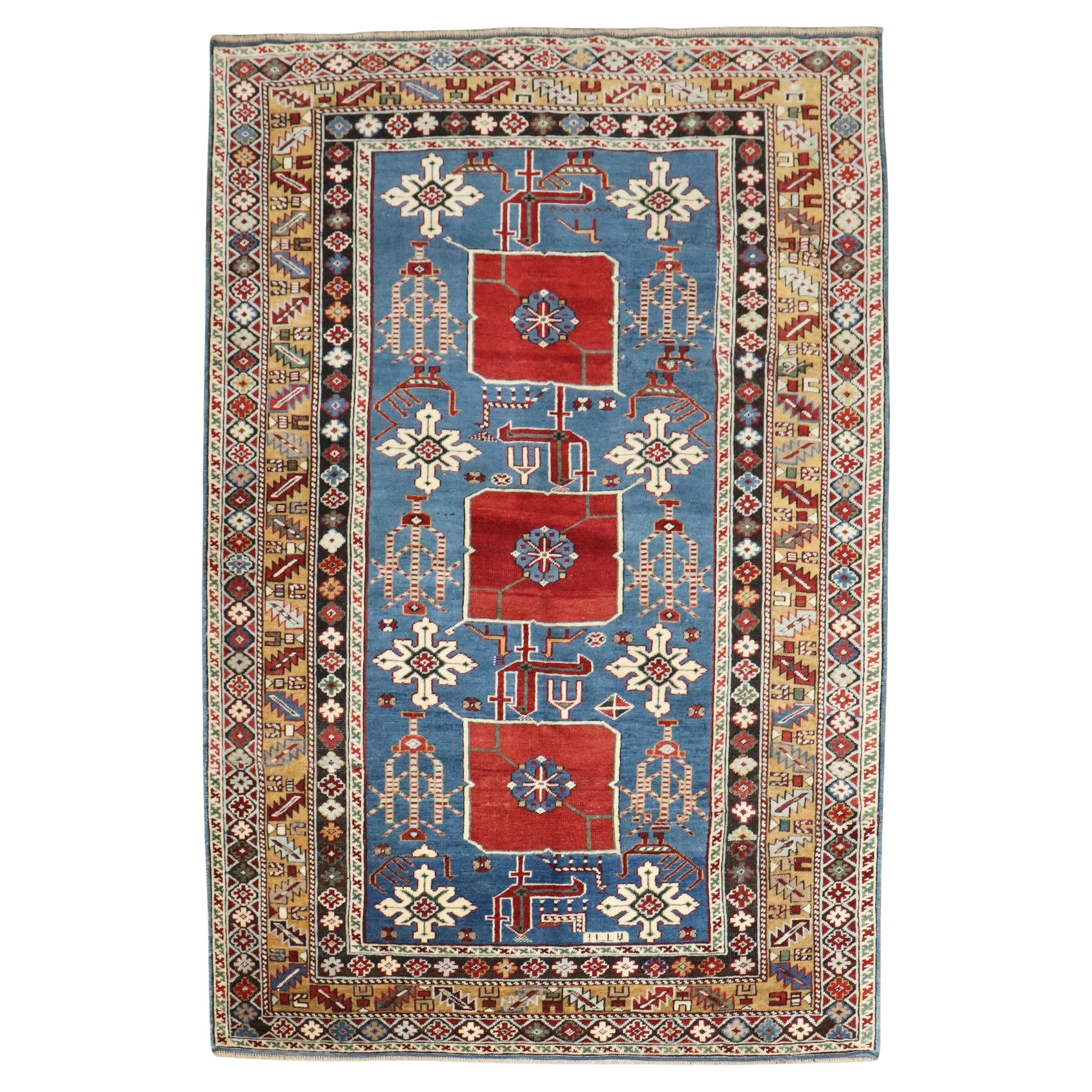 Zabihi Collection Blue Karaghashli Caucasian 19th century rug Rug