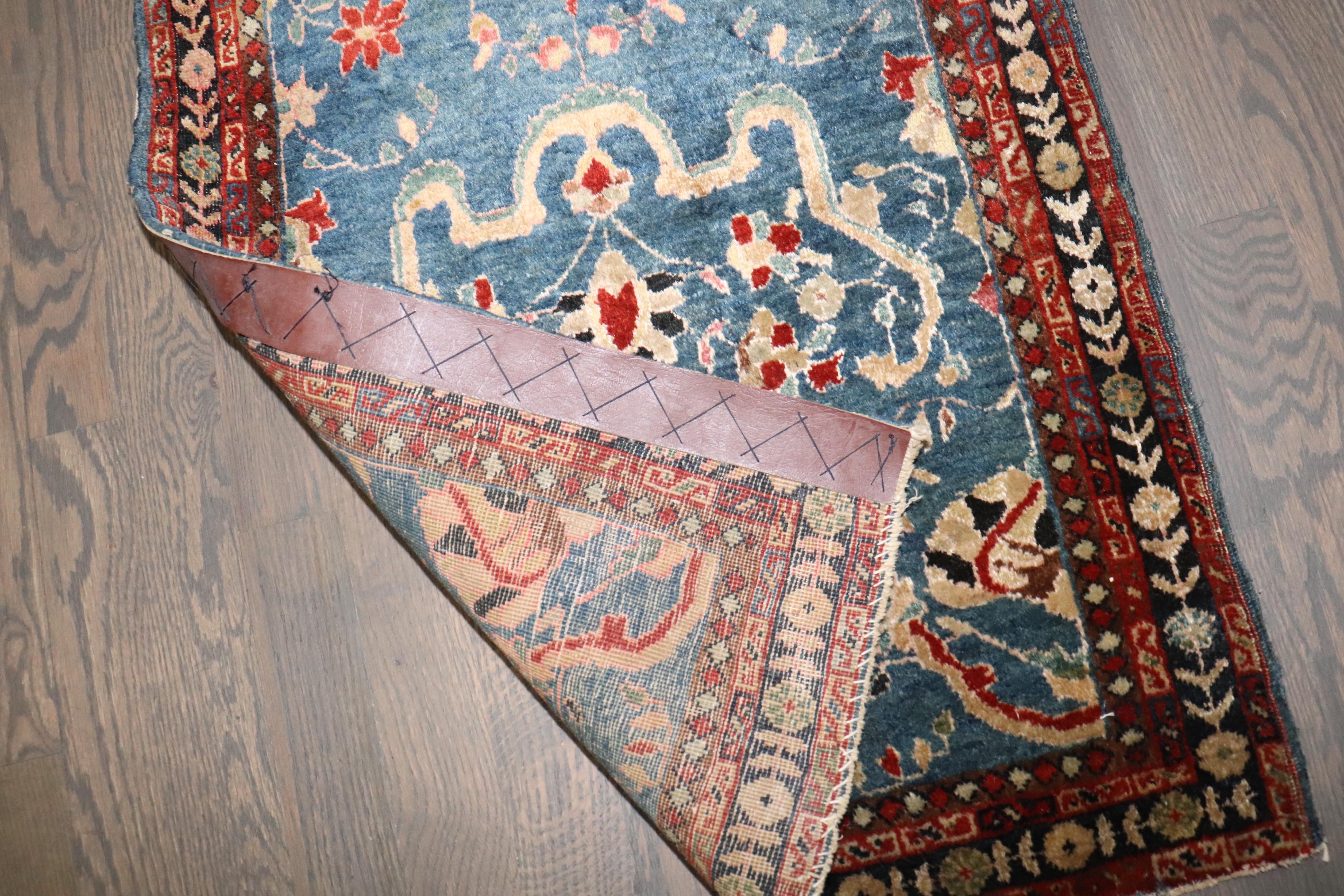 Secessione di Vienna Zabihi Collection Blue Mat Size Antique Sarouk Ferehan Rug in vendita