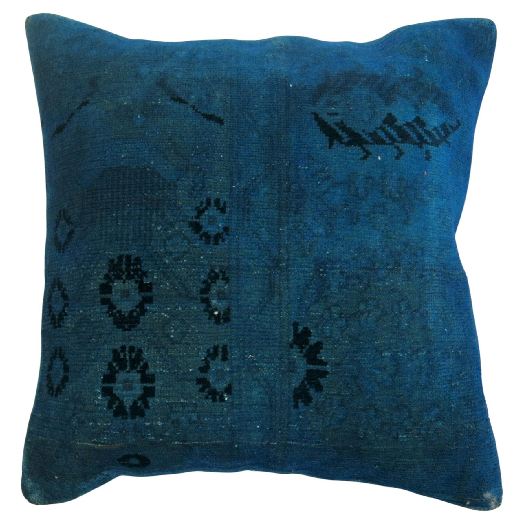 Zabihi Collection Blue Over-Dyed Turkish Pillow