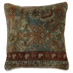  Zabihi Collection Blue Persian Antique Rug Pillow