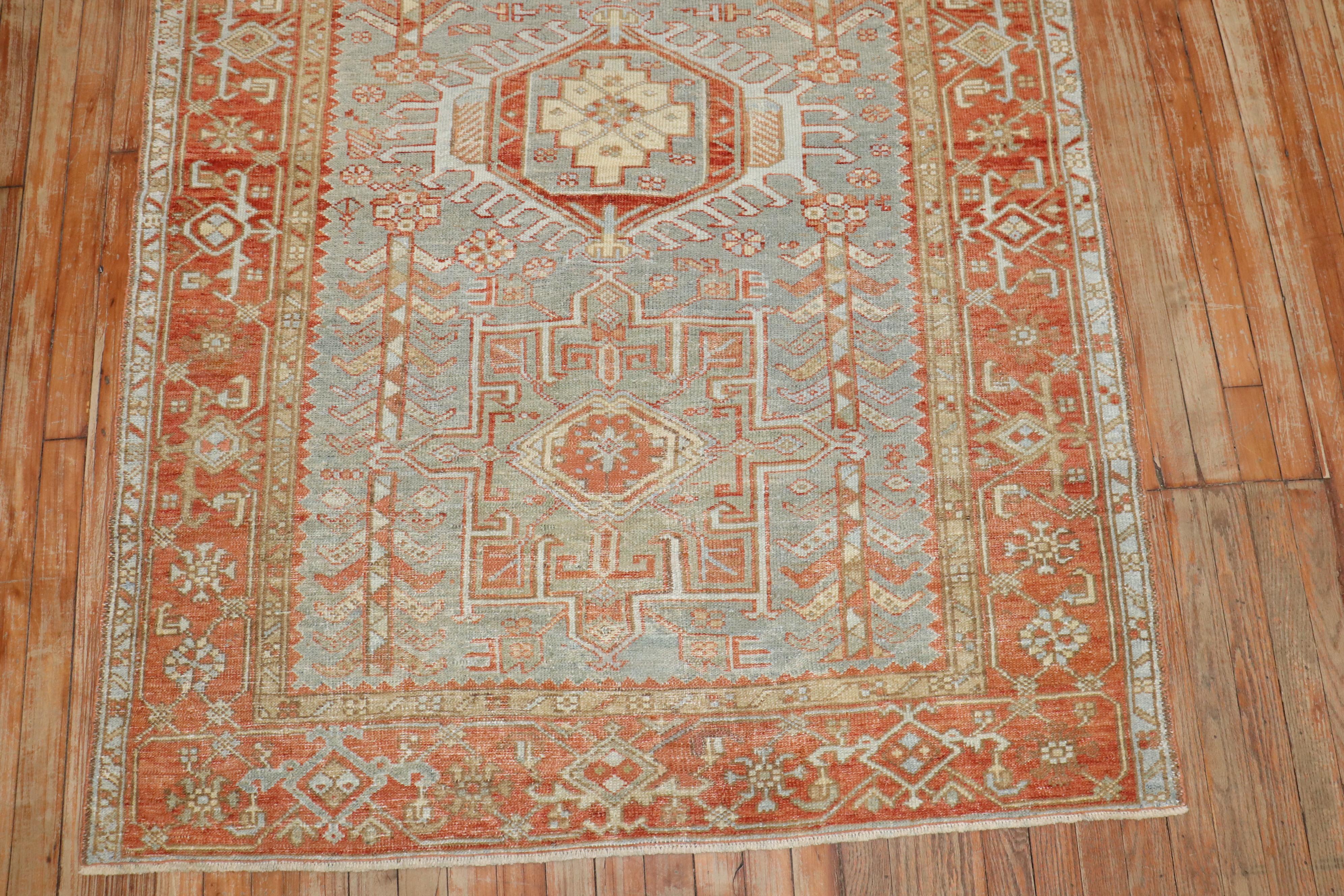 Zabihi Collection Blue Persian Heriz Karadja Accent Rug In Good Condition For Sale In New York, NY