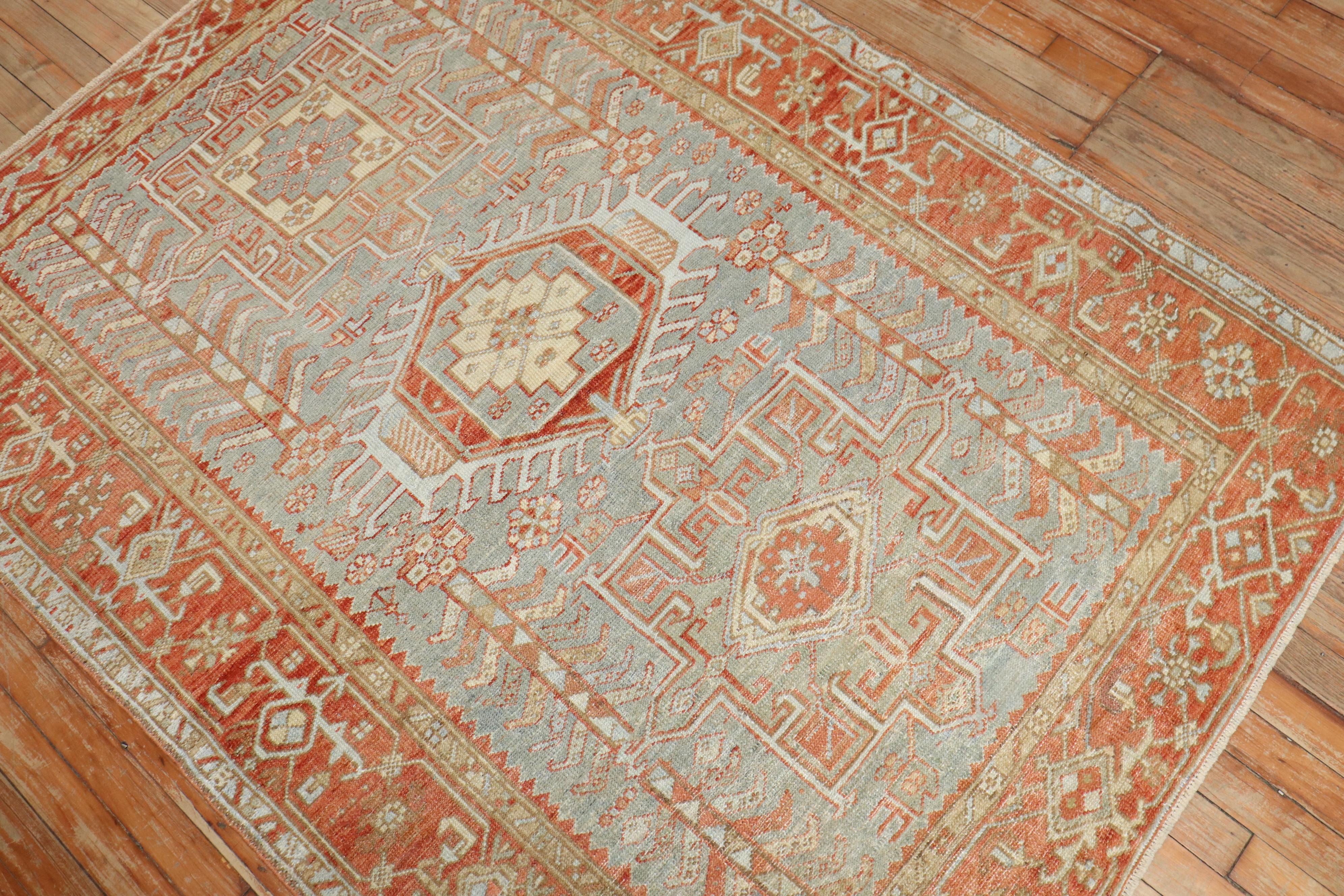 20th Century Zabihi Collection Blue Persian Heriz Karadja Accent Rug For Sale