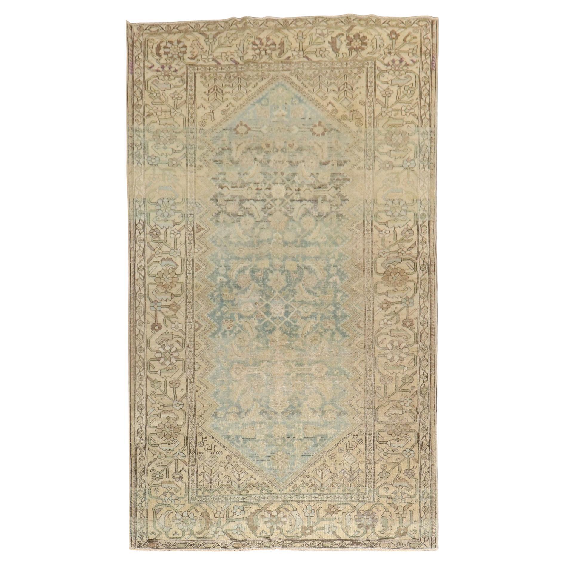 Zabihi Collection Blue Persian Malayer Antique Rug For Sale