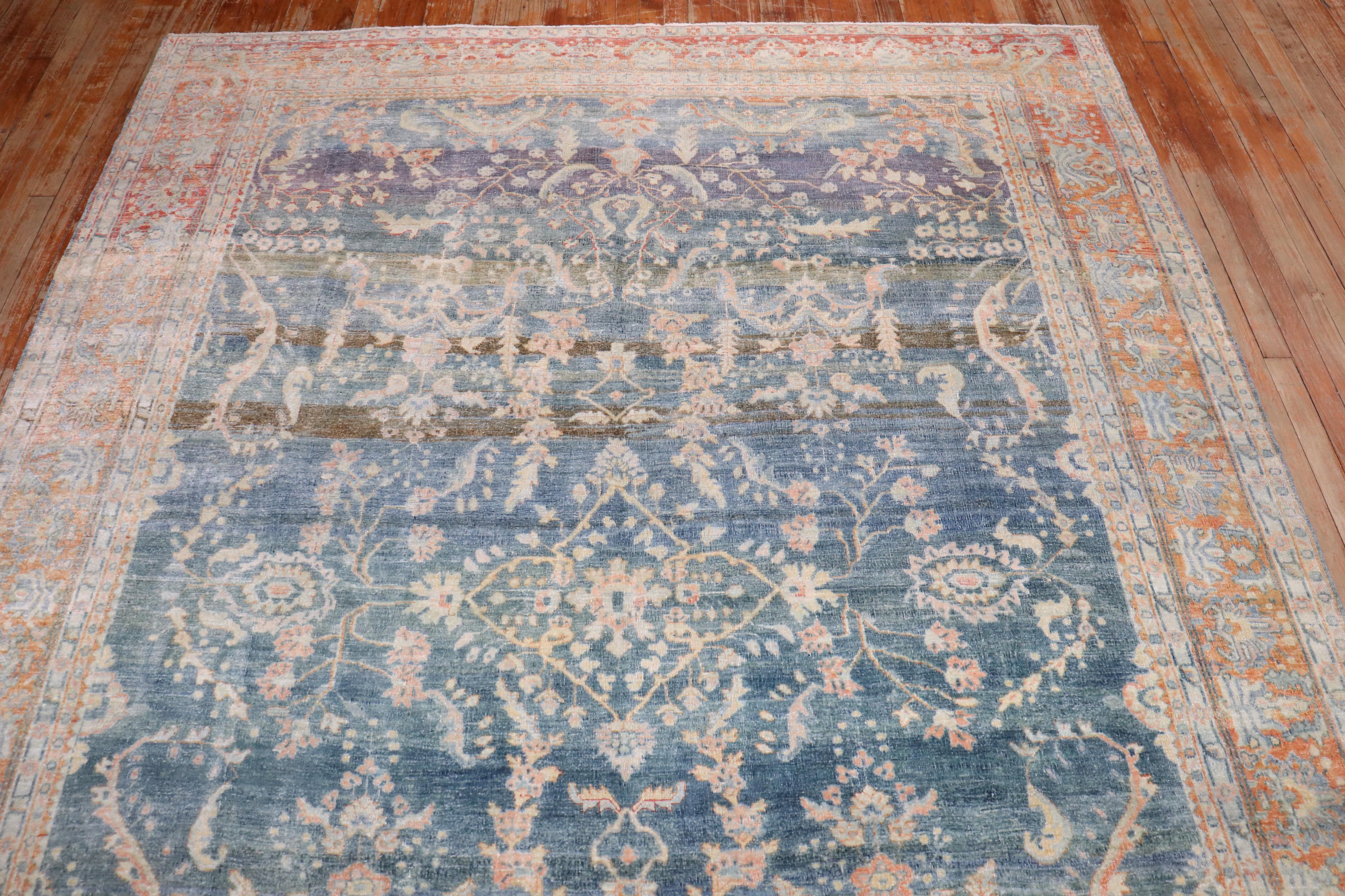 Zabihi Collection Blue Persian Sarouk Rug For Sale 3