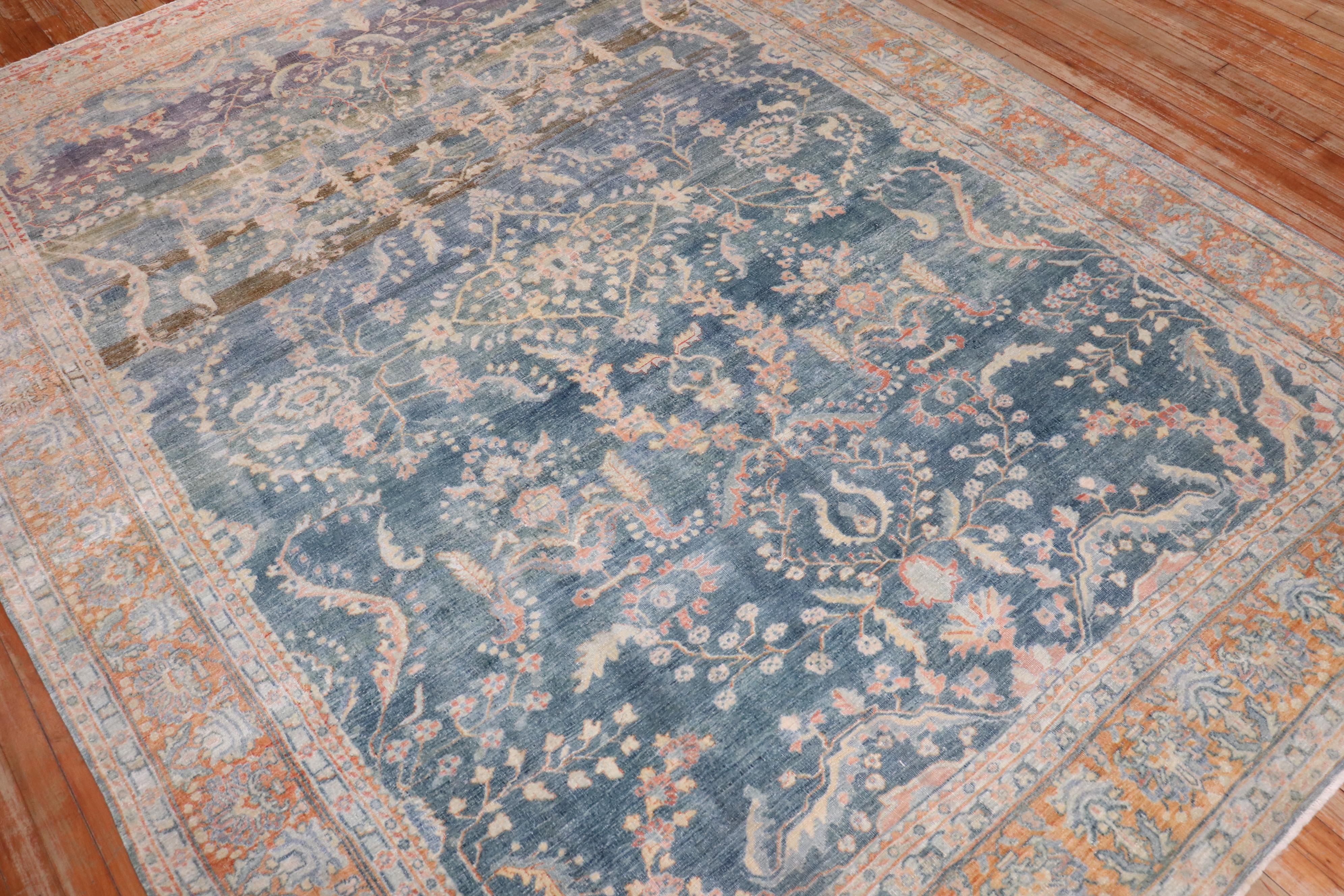Zabihi Collection Blue Persian Sarouk Rug For Sale 4