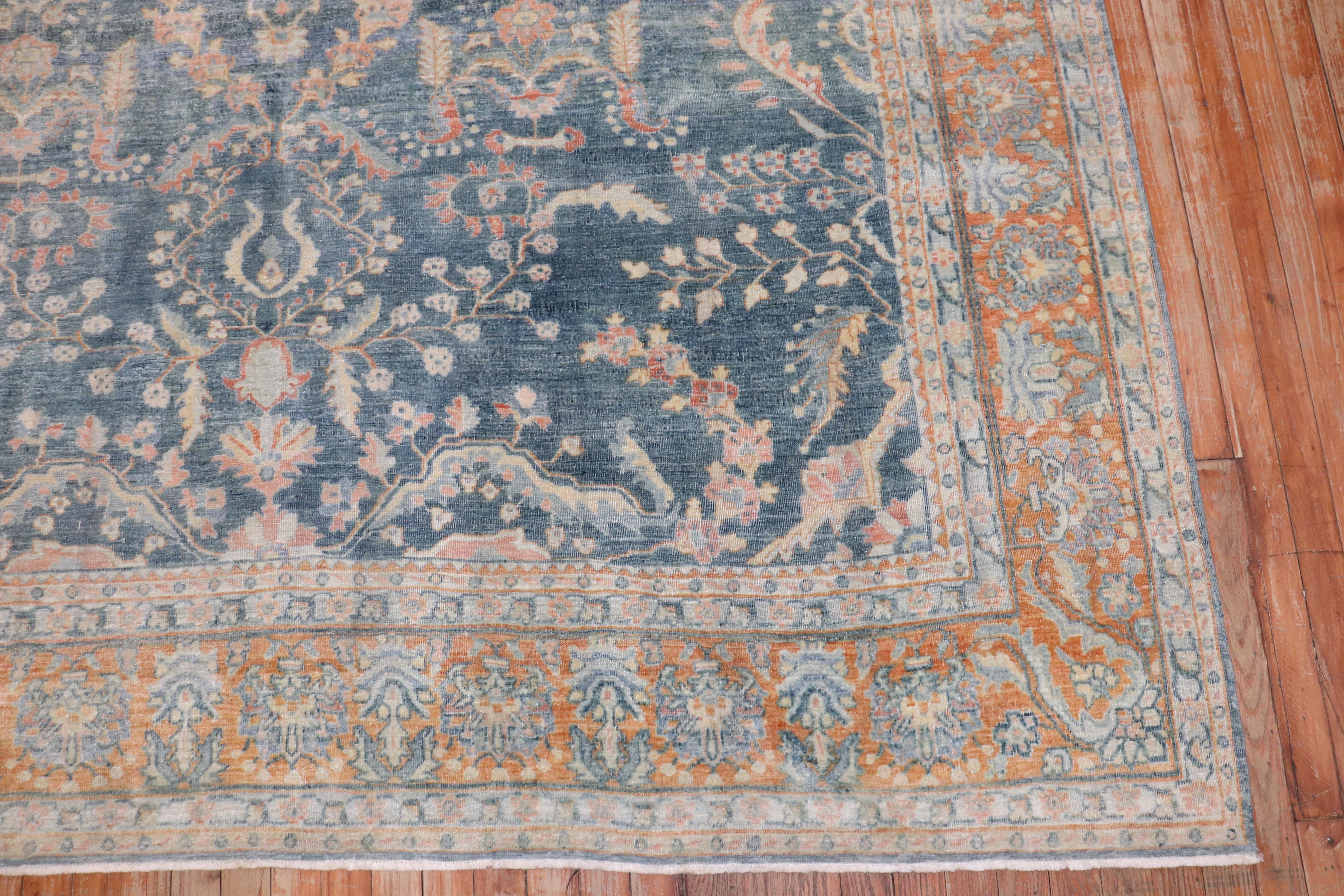 Zabihi Collection Blue Persian Sarouk Rug For Sale 5
