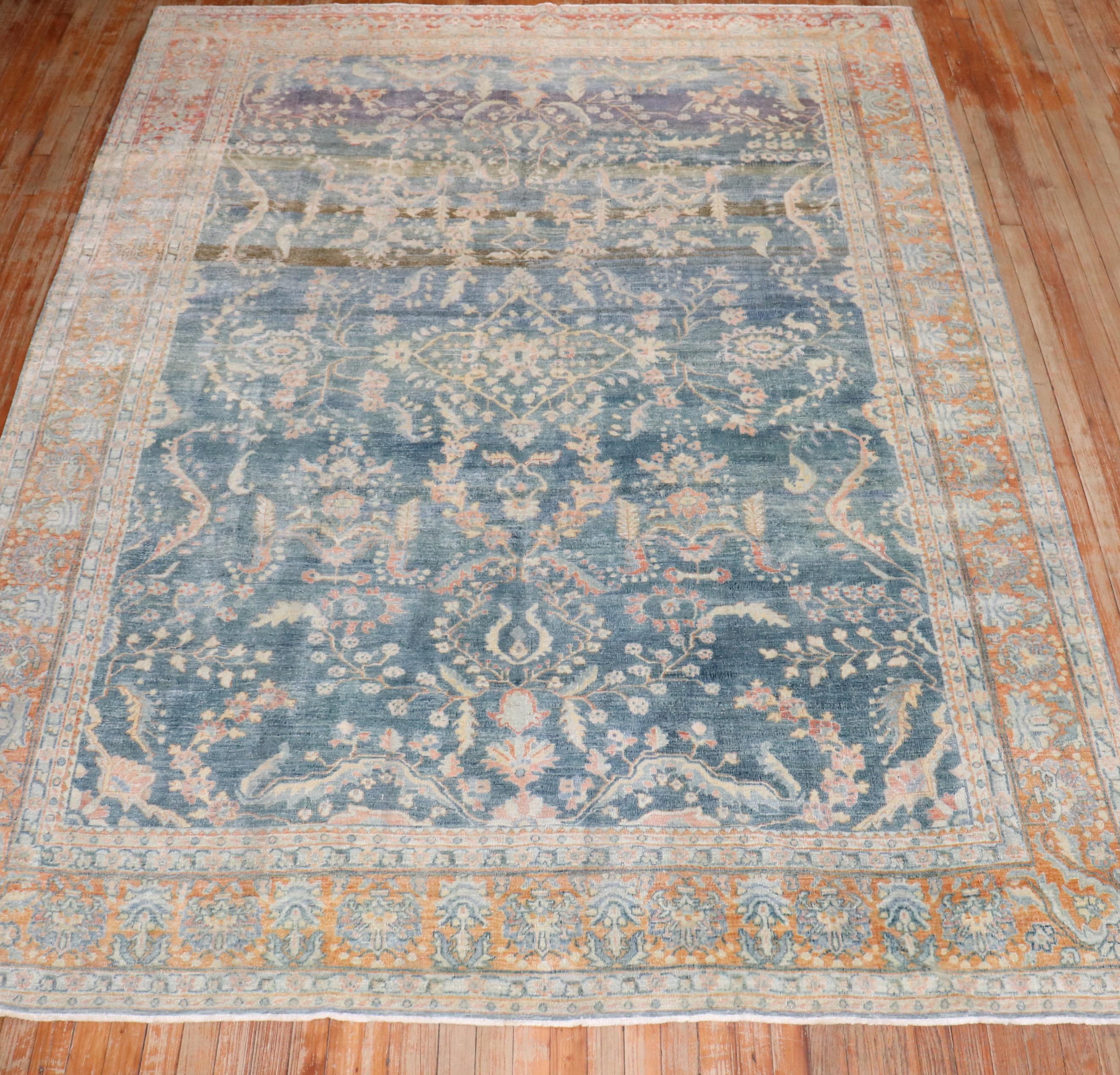 Zabihi Collection Blue Persian Sarouk Rug For Sale 6