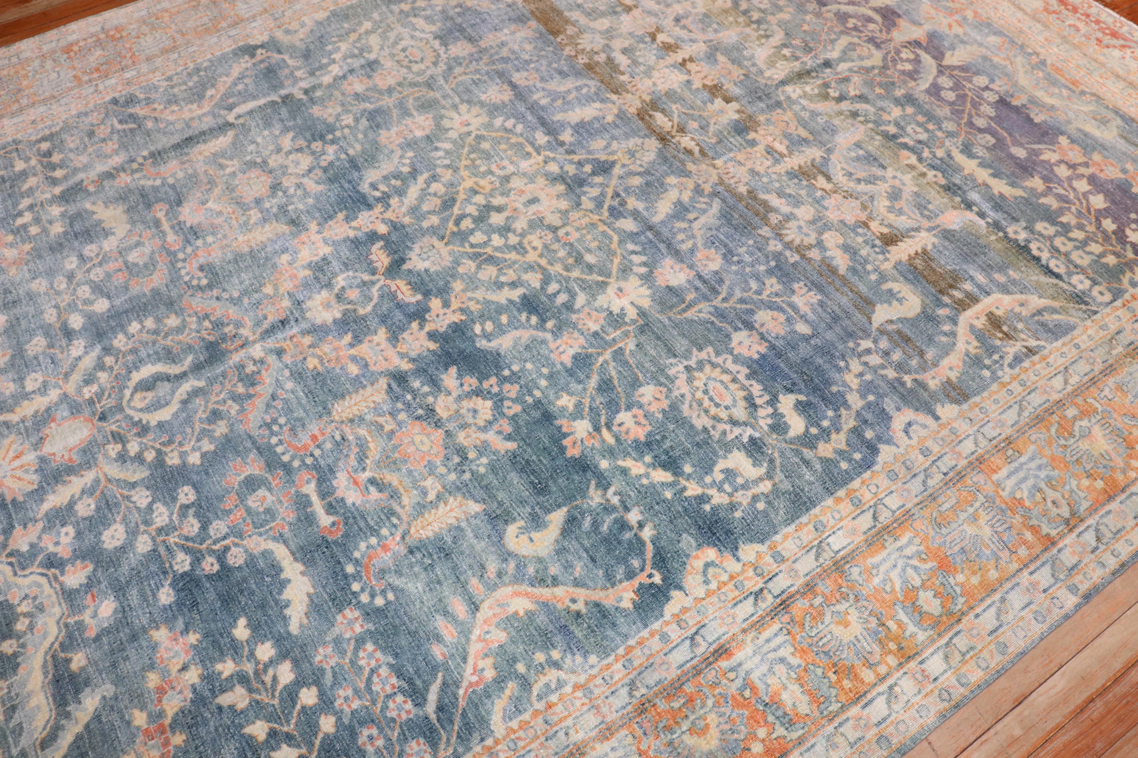 Zabihi Collection Blue Persian Sarouk Rug For Sale 7