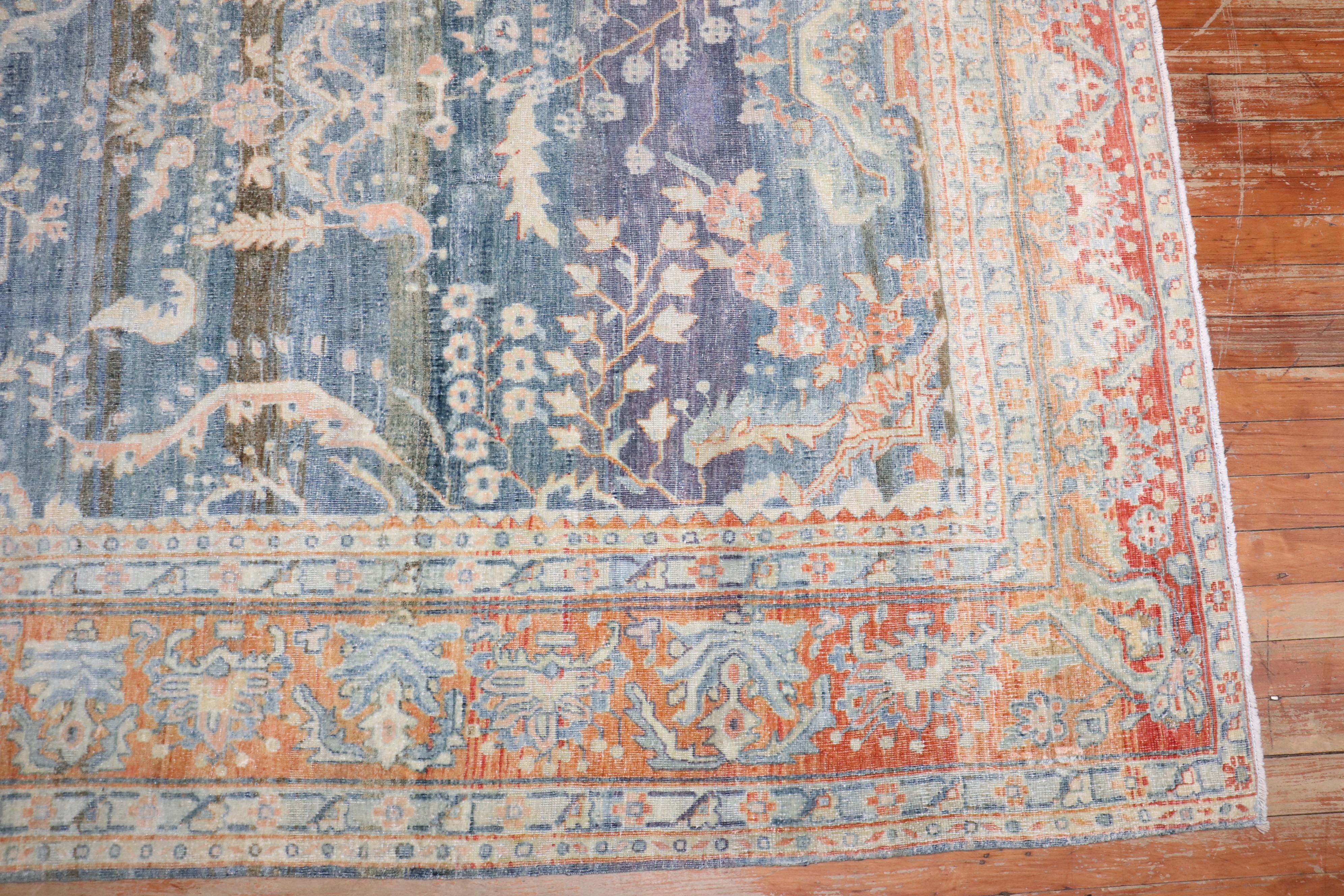 Zabihi Collection Blue Persian Sarouk Rug For Sale 2
