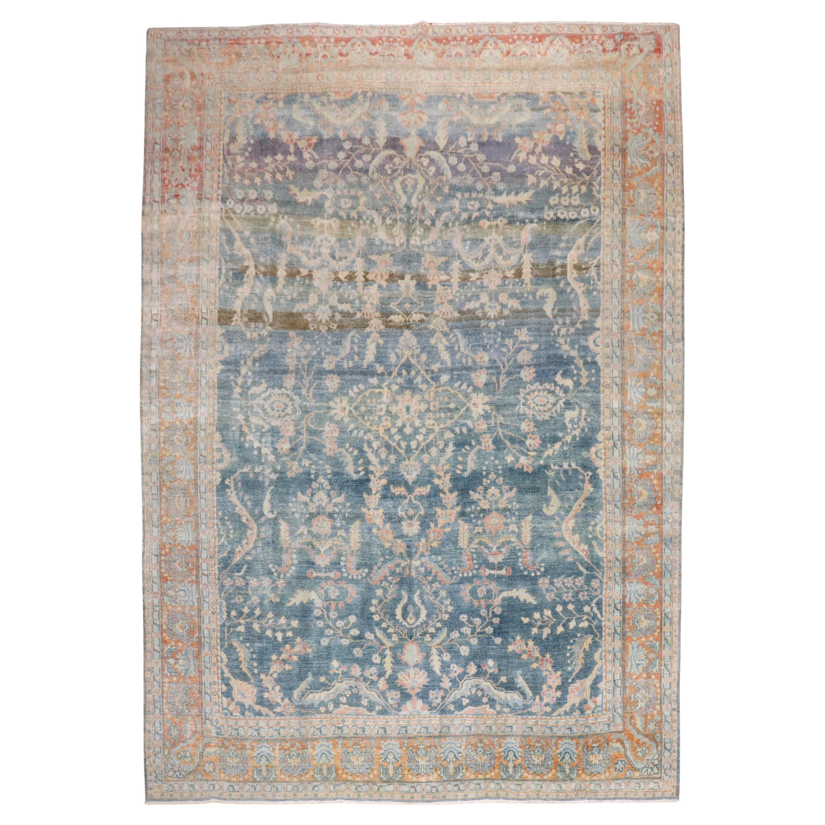 Zabihi Collection Blue Persian Sarouk Rug For Sale