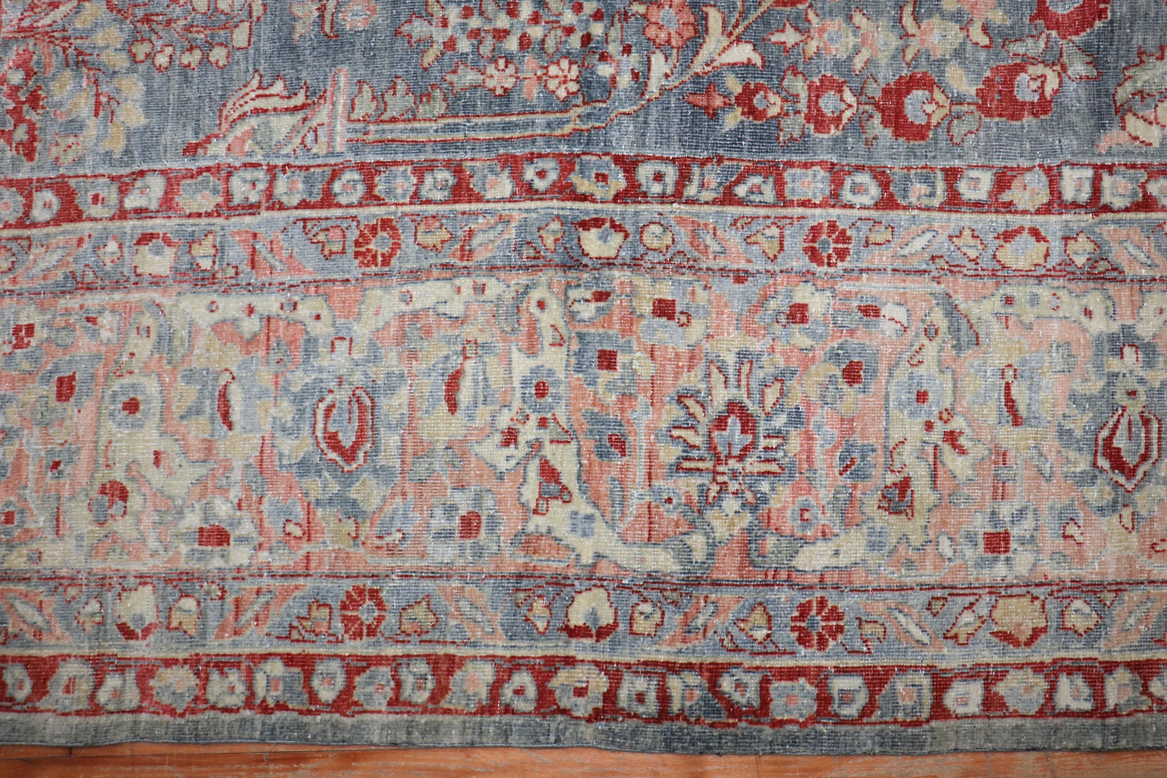 Persischer Sarouk-Kollektion von Zabihi in Blau und Rosa  Teppich (Wolle) im Angebot