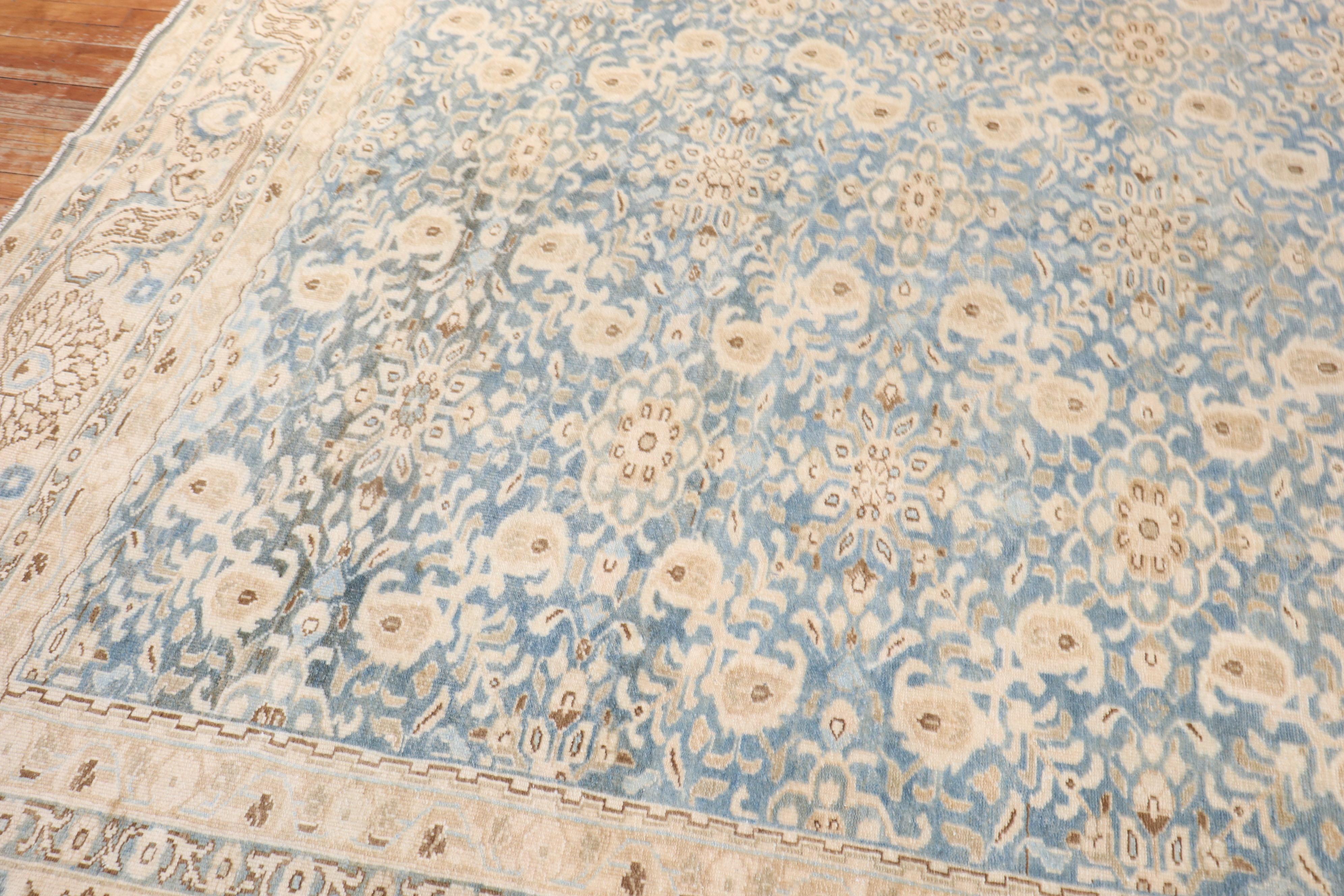 Hand-Knotted Zabihi Collection Blue Room Size Persian Malayer Rug For Sale