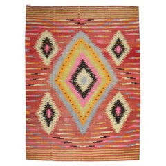 Zabihi Collection Bold Geometric Room Size Turkish Kilim 