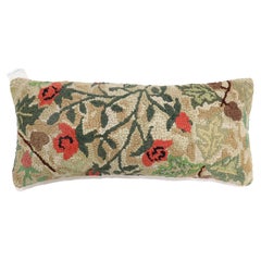 Vintage Zabihi Collection Bolster Size American Hooked Floral Rug Pillow